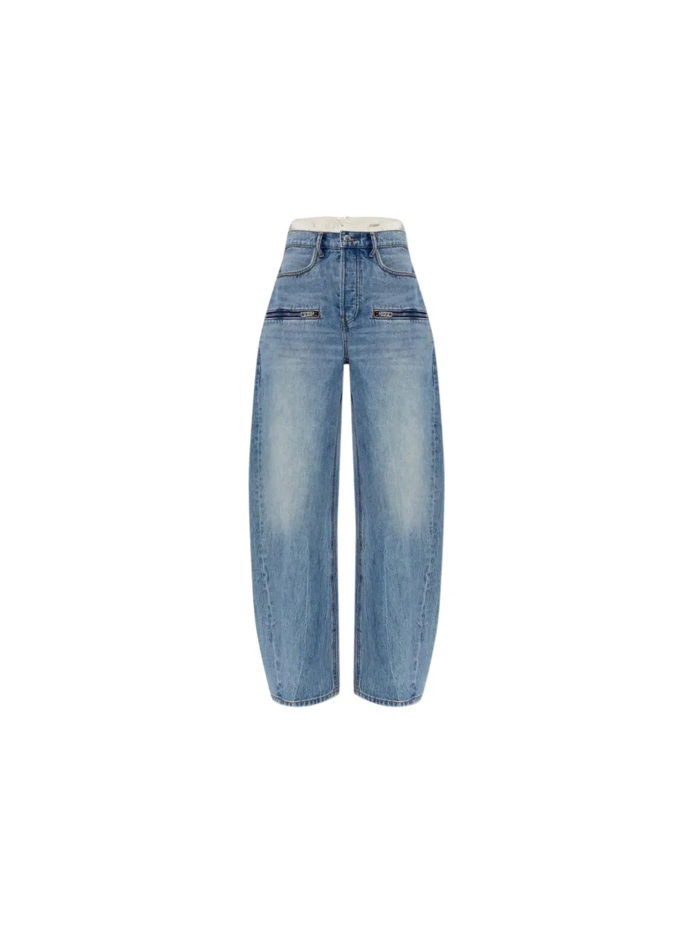 Женские джинсы с горизонтальными молниями из шелка Prestyle Float Jean Alexander Wang — изображение 1 из 1, светлый индиго