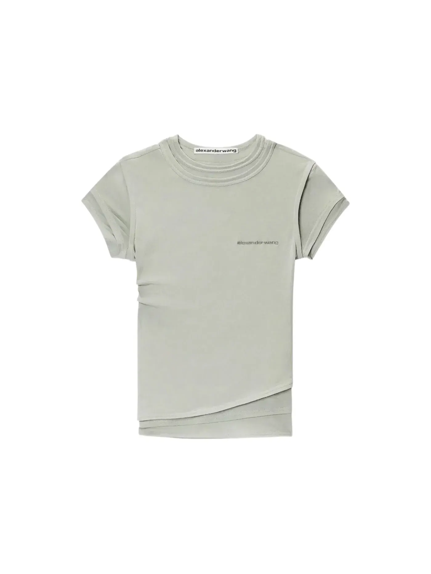 Женский топ-футболка с многослойным эффектом Alexander Wang — изображение 1 из 1, зеленый