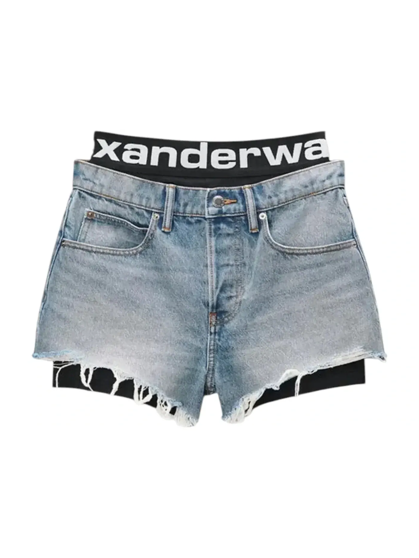 Женские шорты с логотипом Alexander Wang — изображение 1 из 1, светлый индиго