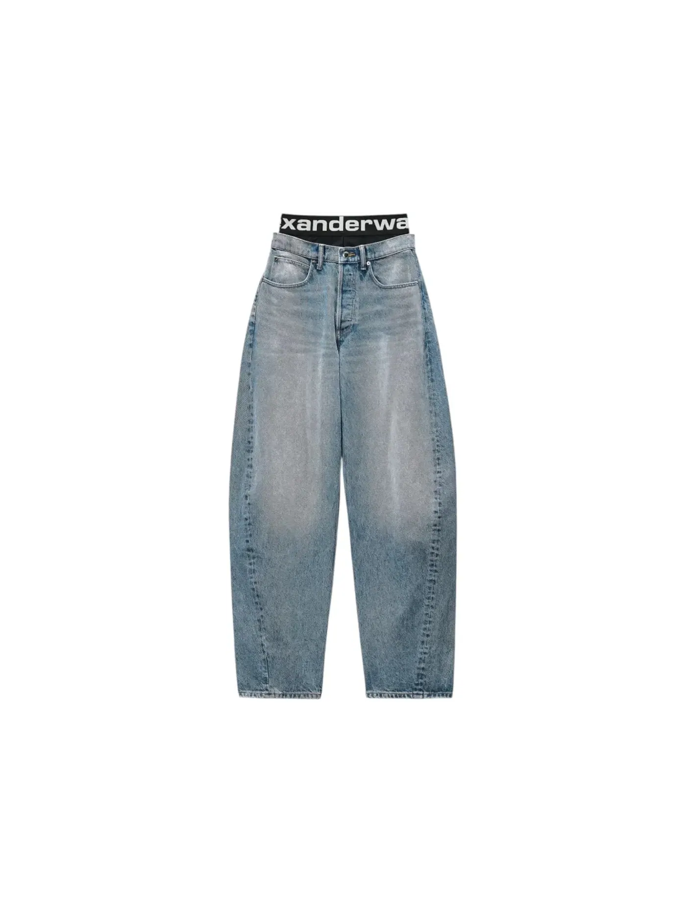 Женские джинсы с принтом Logo Bike Short Pre-Styled Blow Up Alexander Wang — изображение 1 из 1, светлый индиго
