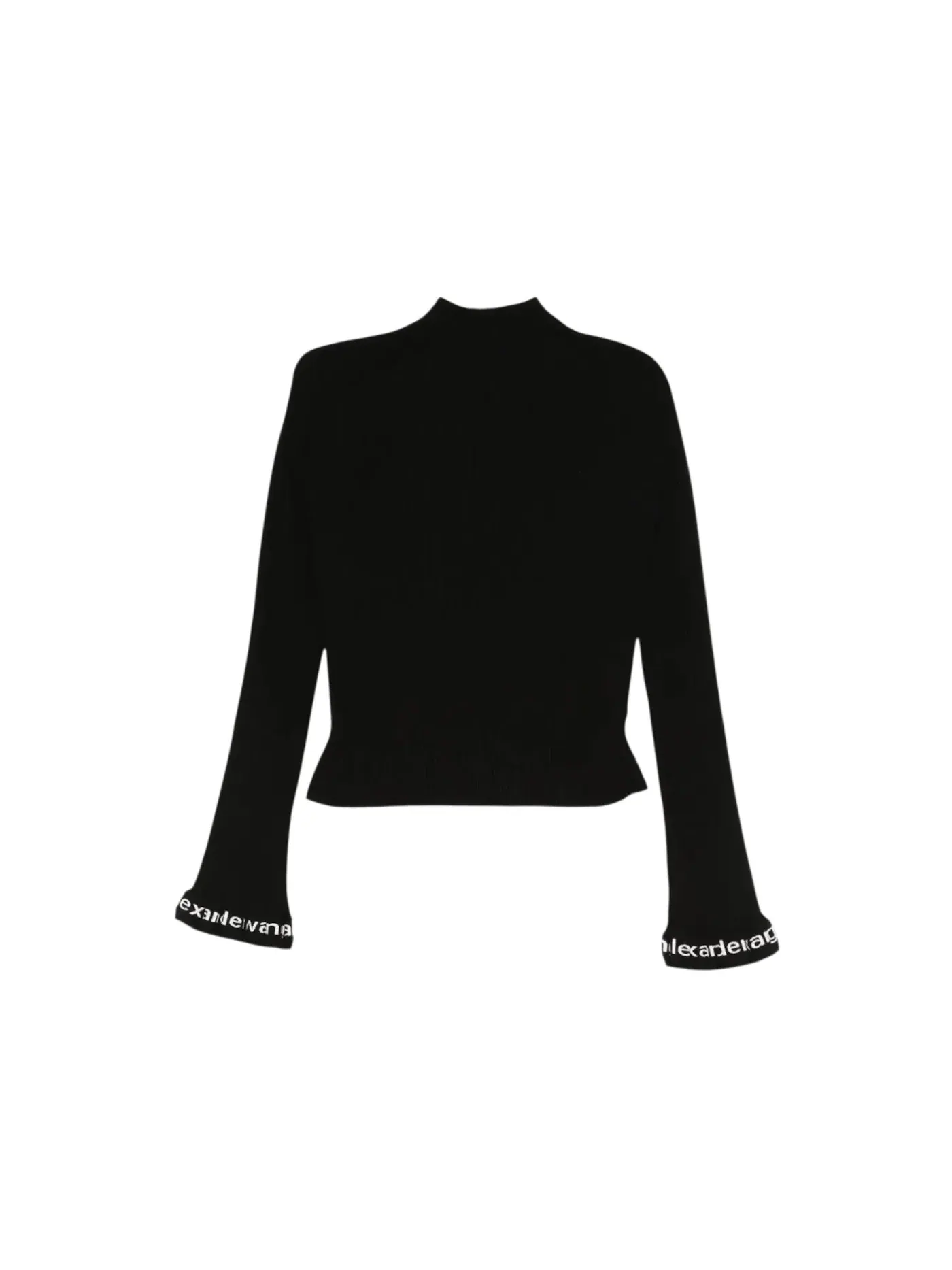 Женский пуловер с принтом Logo Ribbed Ls Zip Turtleneck Alexander Wang — изображение 1 из 1, черный