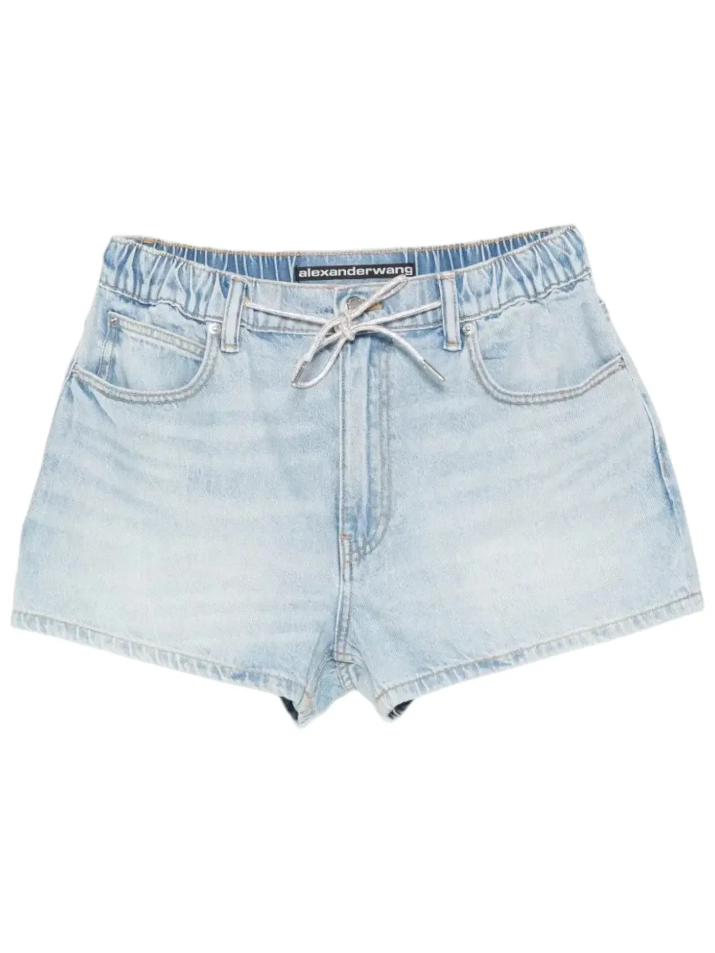 Женские шорты с вышивкой Rhinestone Drawcord Marathon Alexander Wang, Light Bleach — изображение 1 из 1
