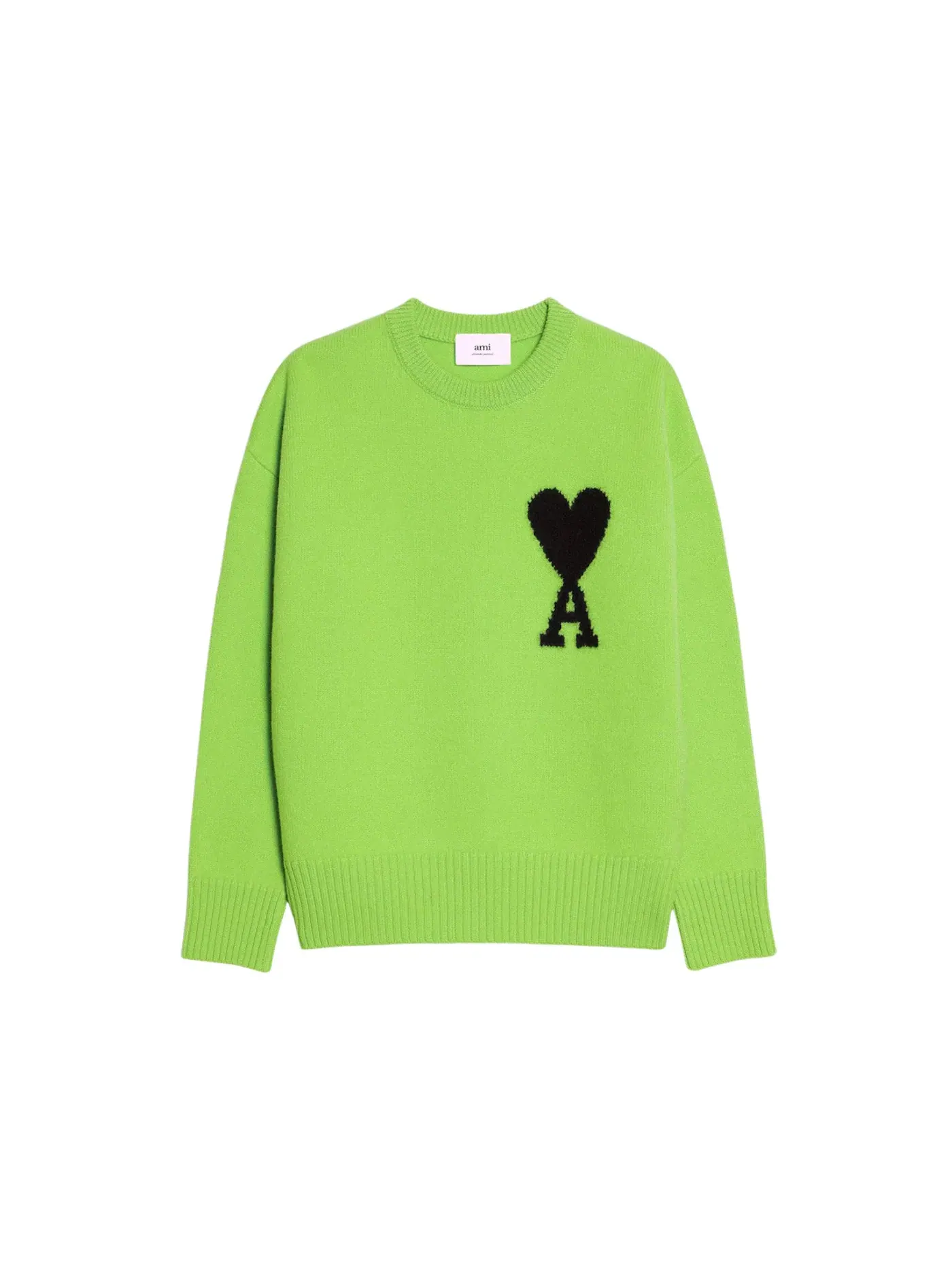 Унисекс джемпер с круглым вырезом Merino Wool Jumper Ami Paris — изображение 1 из 1, зеленый/черный