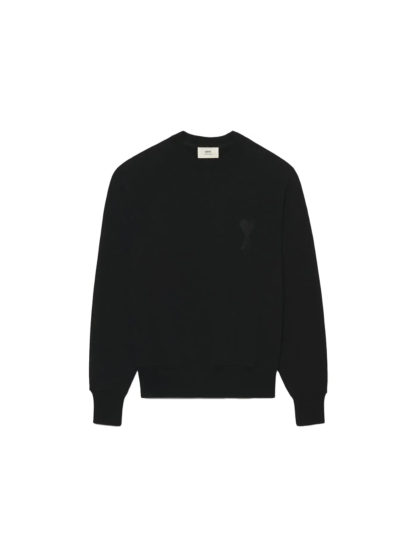 Мужской свитшот с логотипом Ami De Coeur Tonal Boxy Fit Crewneck Ami Paris — изображение 1 из 2, черный