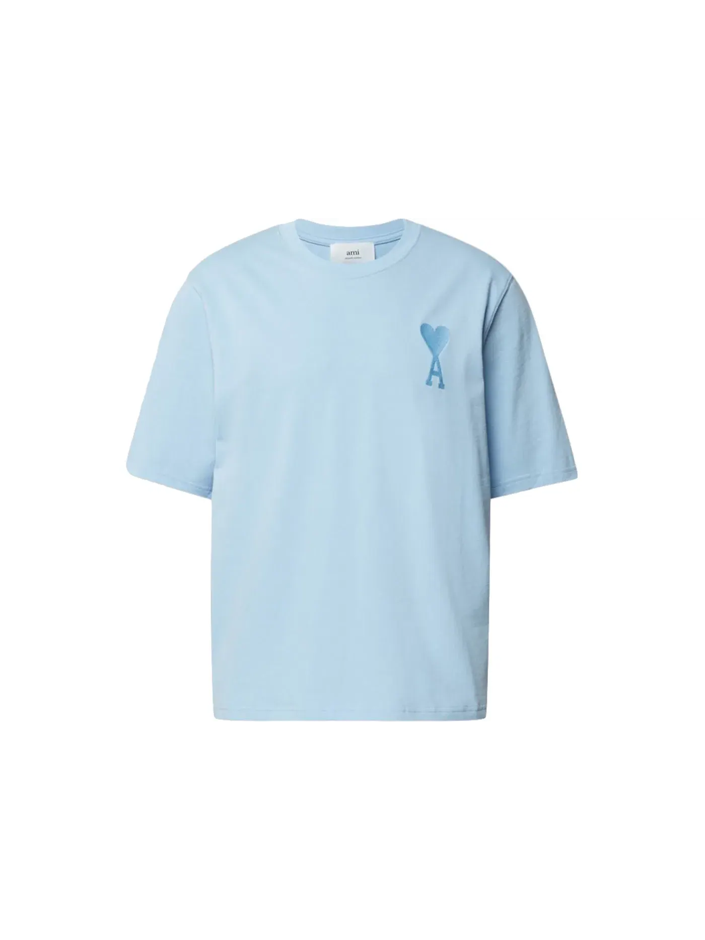Мужская футболка свободного кроя Ami De Coeur Tonal Boxy Fit T-Shirt Ami Paris — изображение 1 из 1, светлый синий