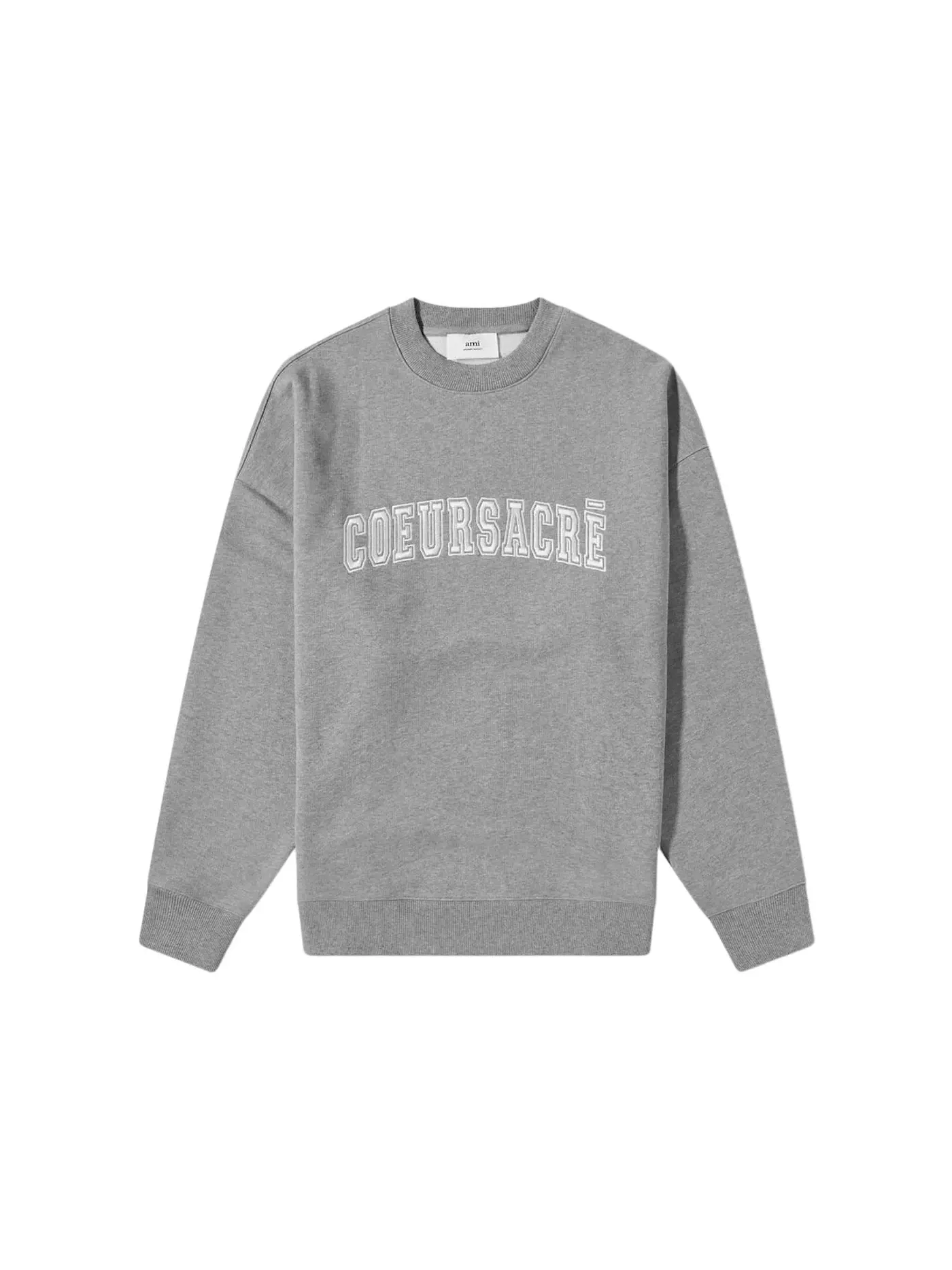 Мужской свитер с принтом Ami Paris Coeur Sacre Crewneck — изображение 1 из 1, серый/белый