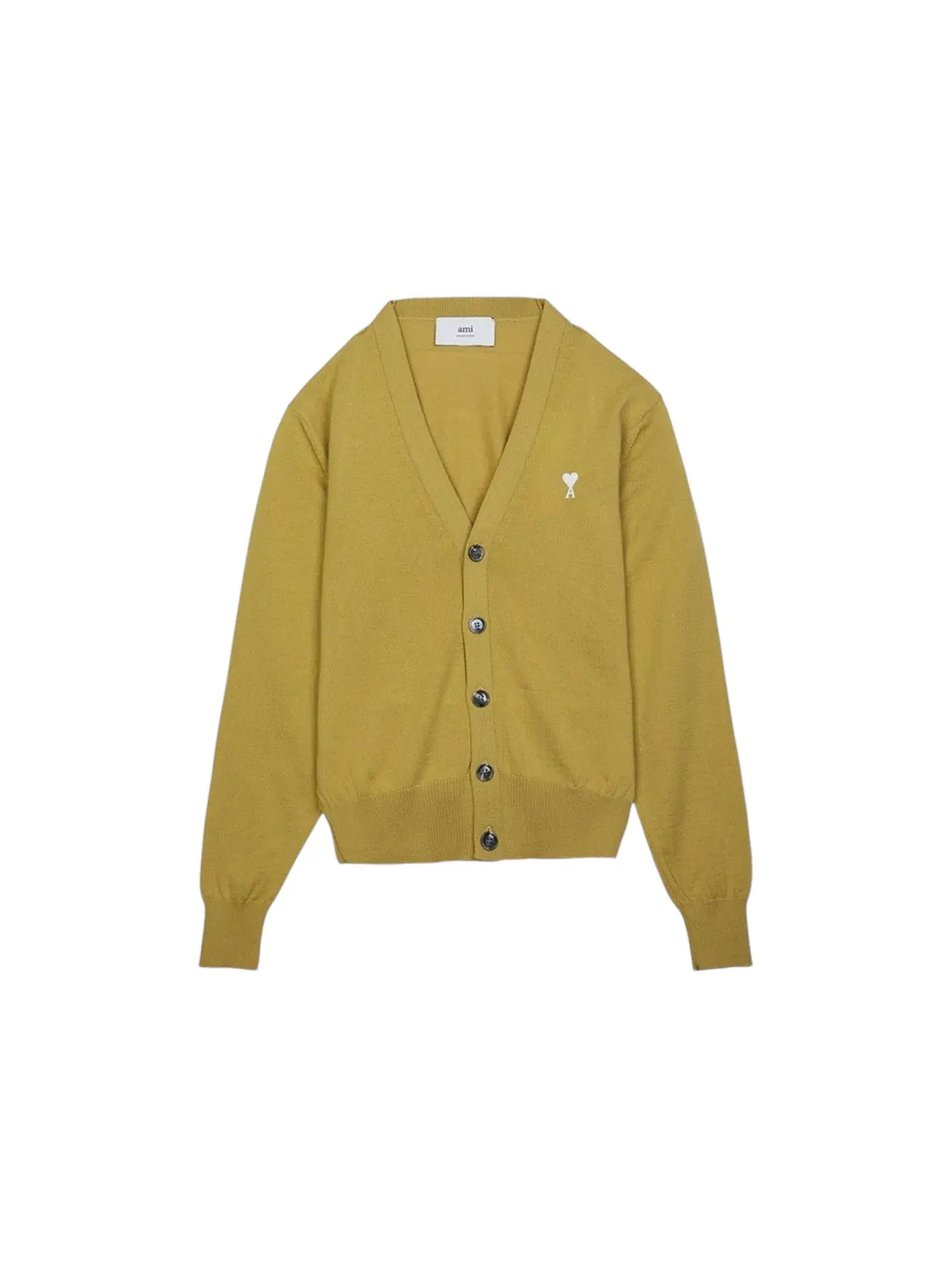 Мужской кардиган с логотипом Cardigan Ami Paris — изображение 1 из 1, оливковый