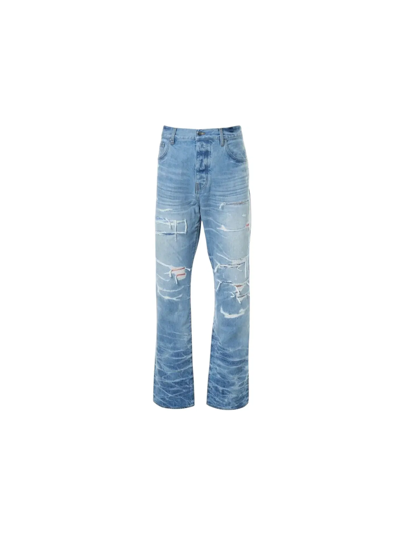 Мужские джинсы прямого кроя с вышивкой Aloha Patch AMIRI — изображение 1 из 1, синий