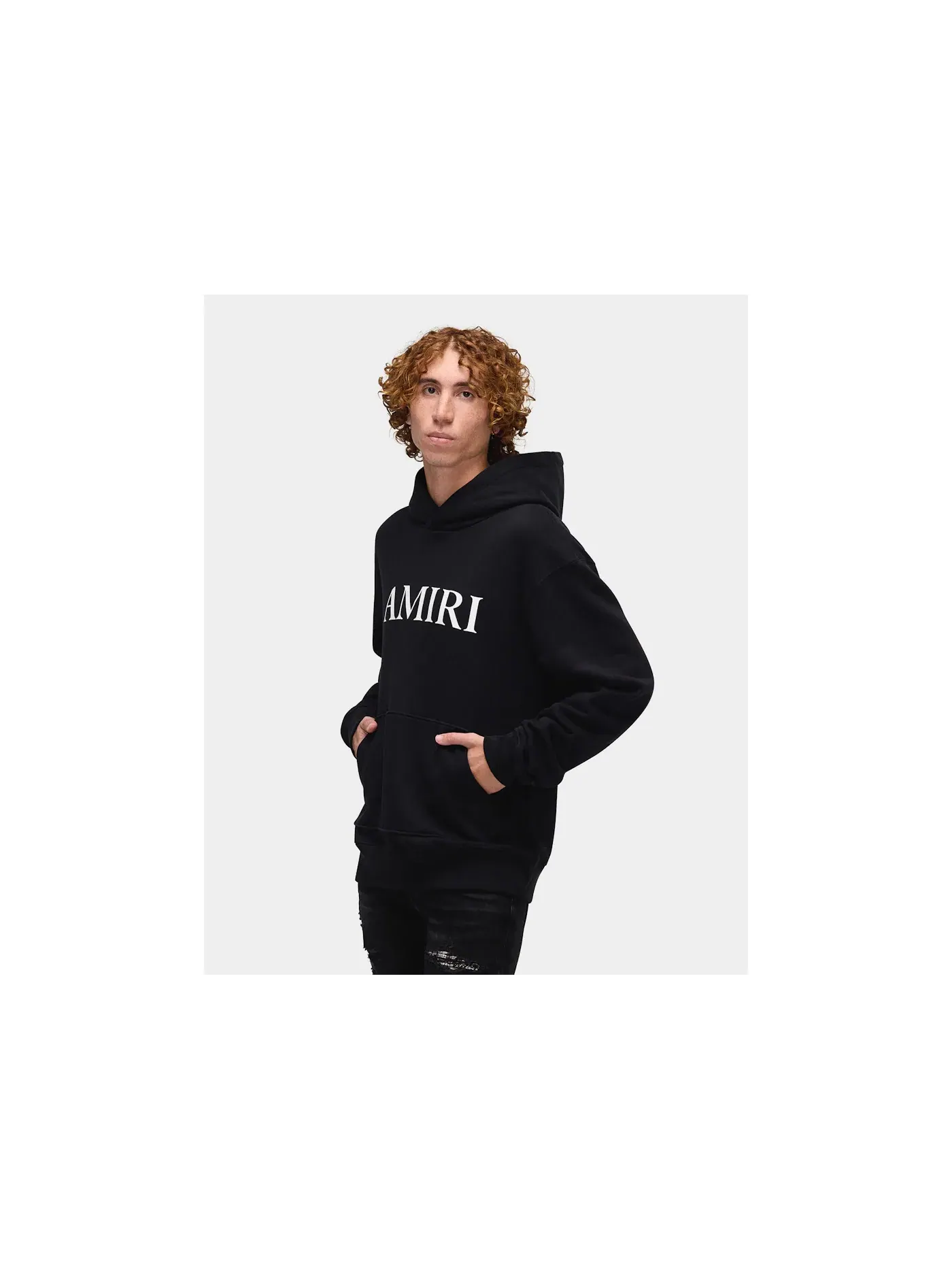 Мужской худи с логотипом AMIRI Hoodie — изображение 3 из 5, черный/белый