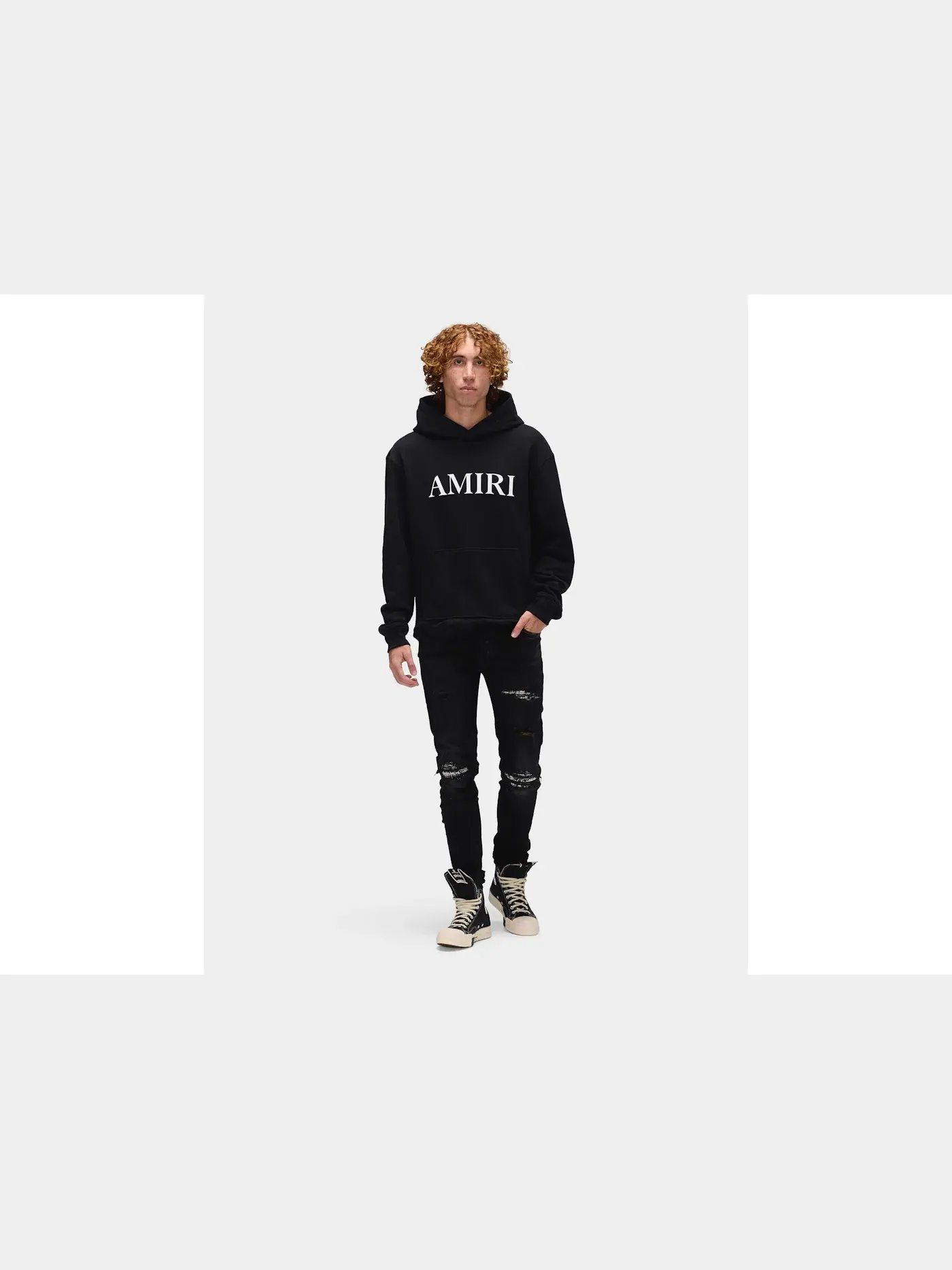 Мужской худи с логотипом AMIRI Hoodie — изображение 5 из 5, черный/белый