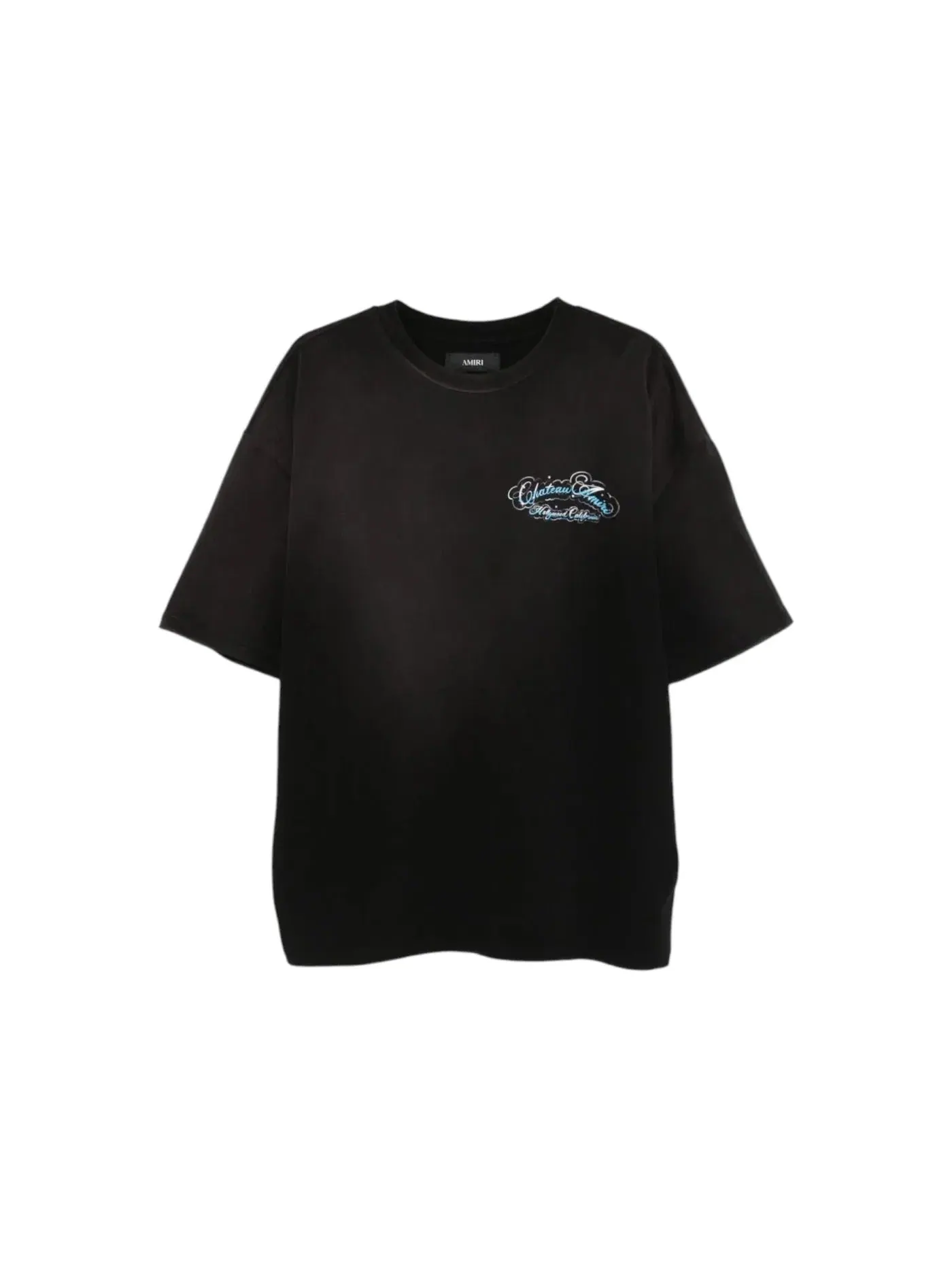 Мужская футболка с принтом AMIRI Crystal Chateau Script Os Tee — изображение 1 из 1, черный