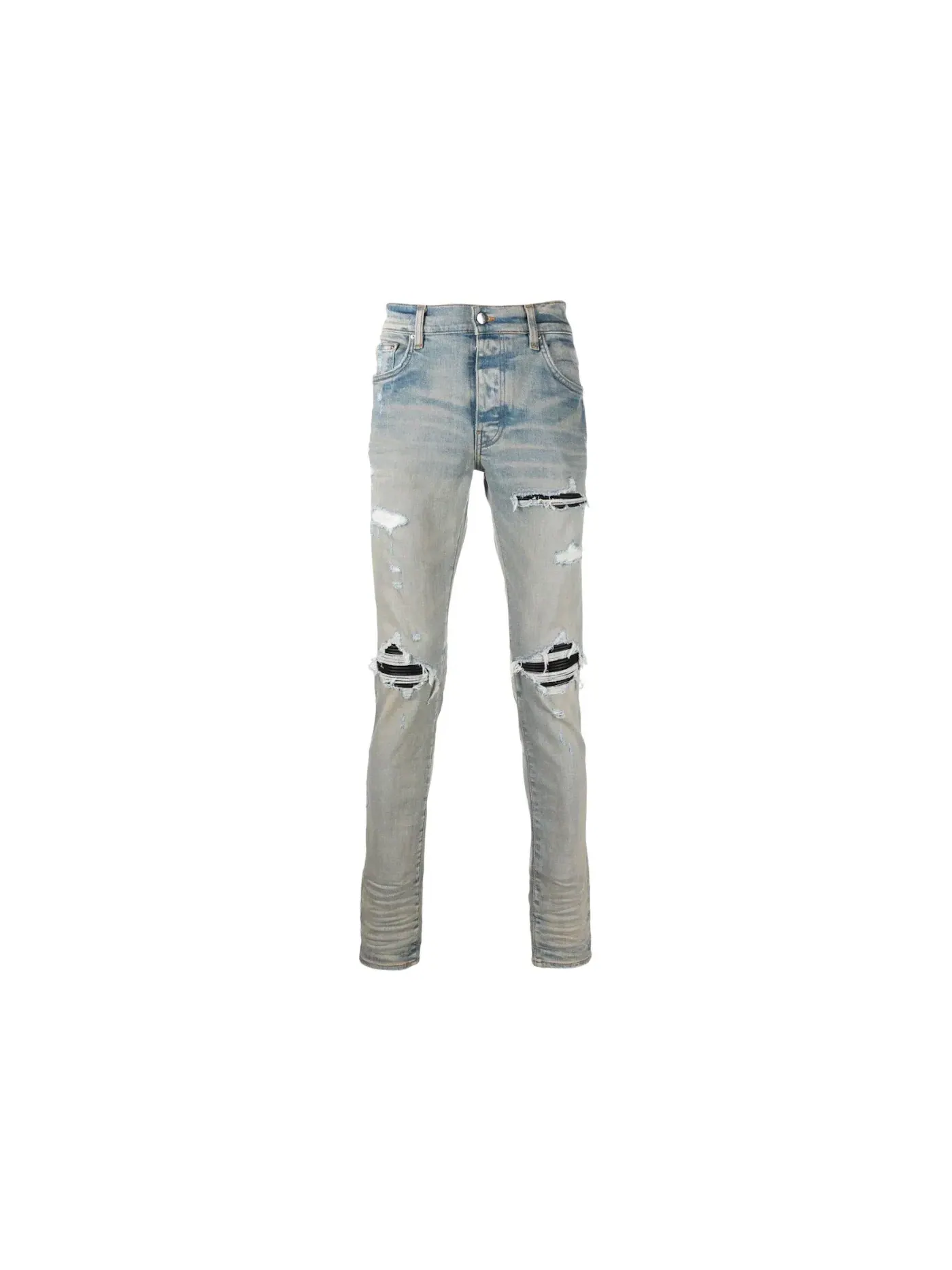 Мужские джинсы с потертостями Skinny Jeans AMIRI — изображение 1 из 1, светлый индиго синий