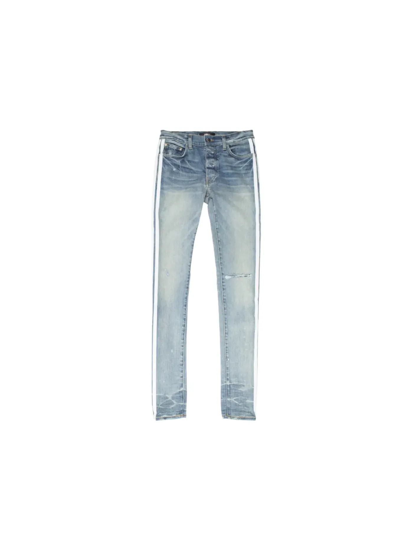 Мужские джинсы с принтом Flocked Track Jeans AMIRI — изображение 1 из 1, индиго