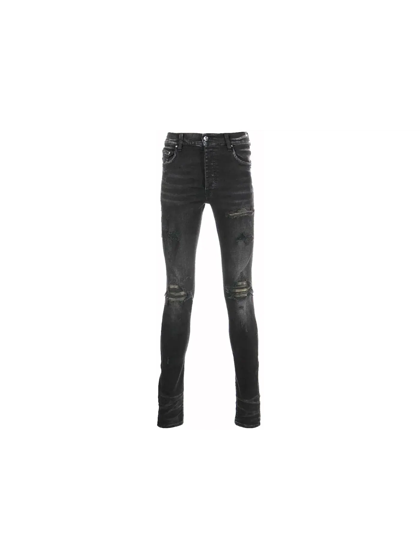 Мужские джинсы с кожаными вставками AMIRI Jeans — изображение 1 из 3, черный