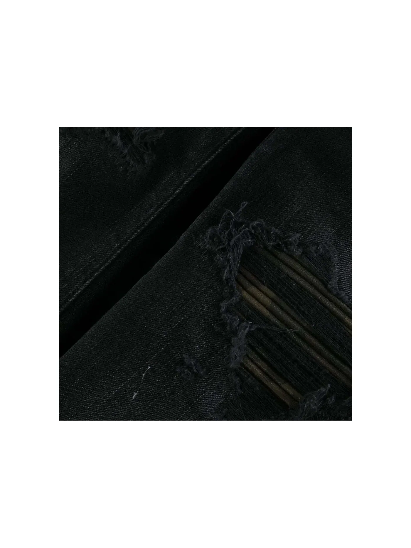 Мужские джинсы с кожаными вставками AMIRI Jeans — изображение 3 из 3, черный