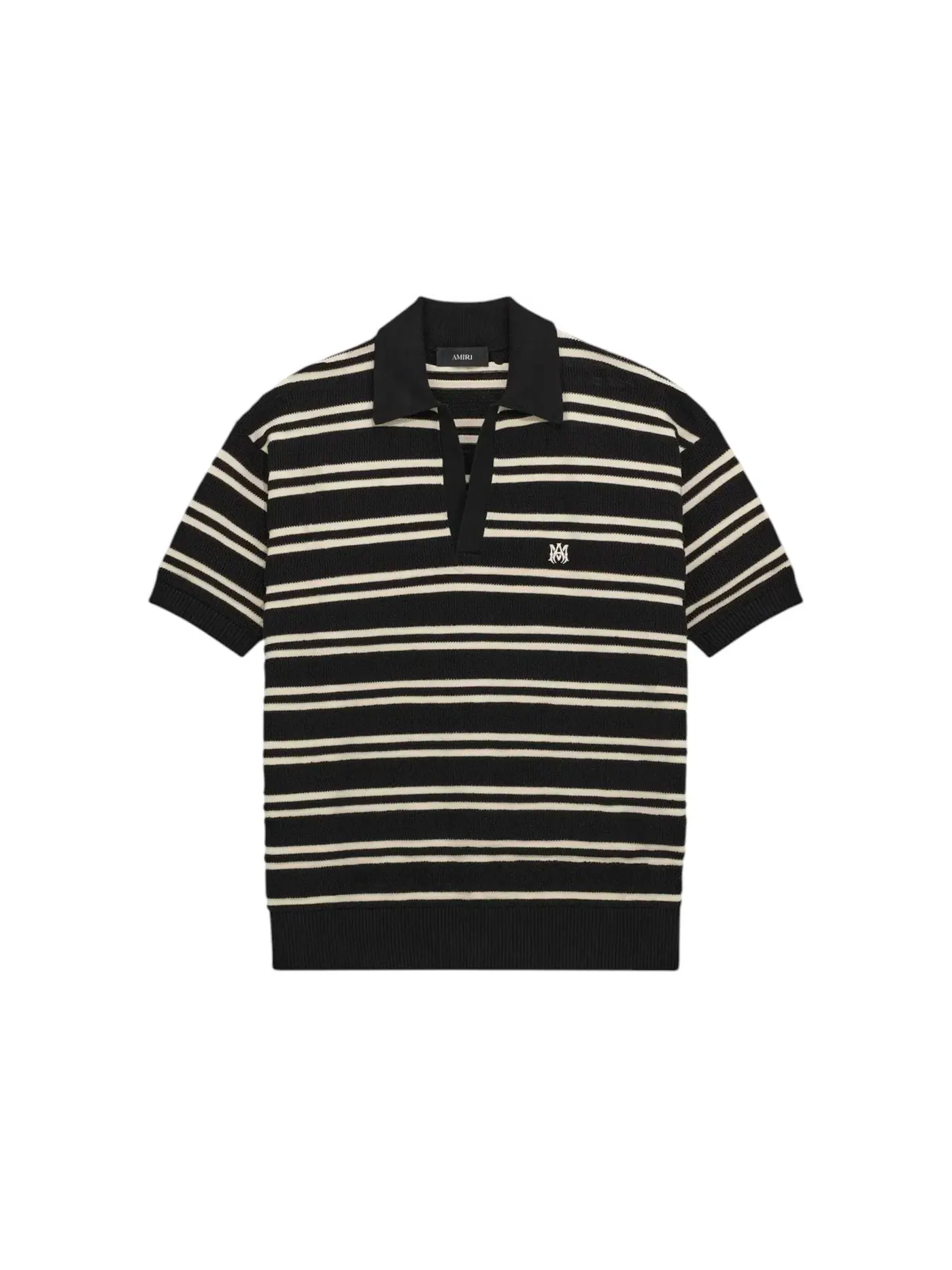 Мужской свитер с поло с принтом AMIRI MA Stripe Knit S/S Polo Sweater — изображение 1 из 1, черный