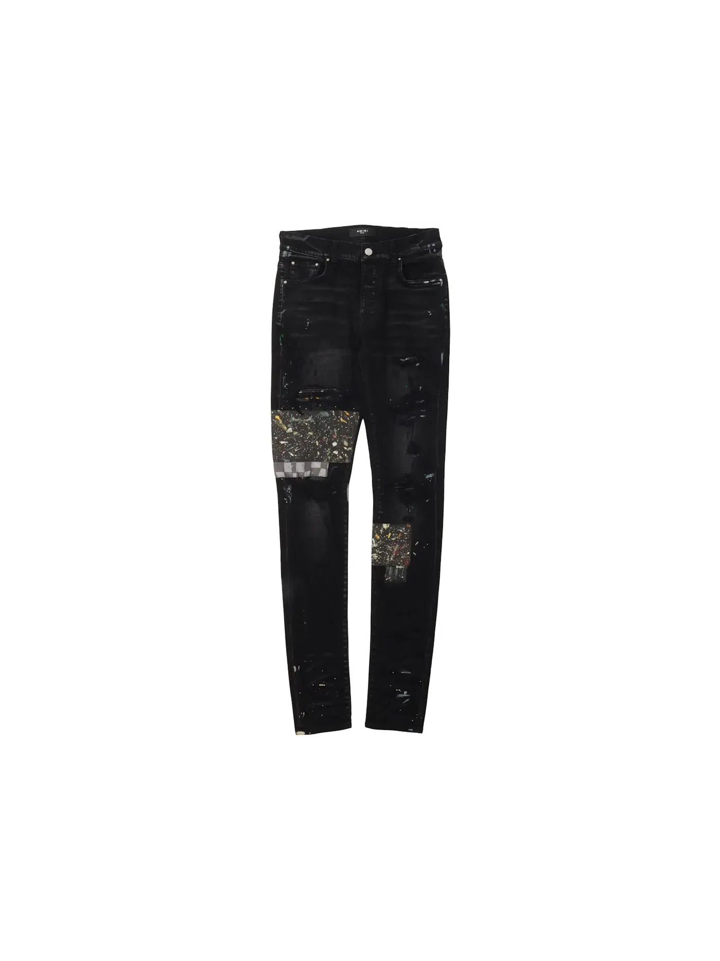 Мужские джинсы с принтом Paint Splatter Patched AMIRI — изображение 1 из 2, черный