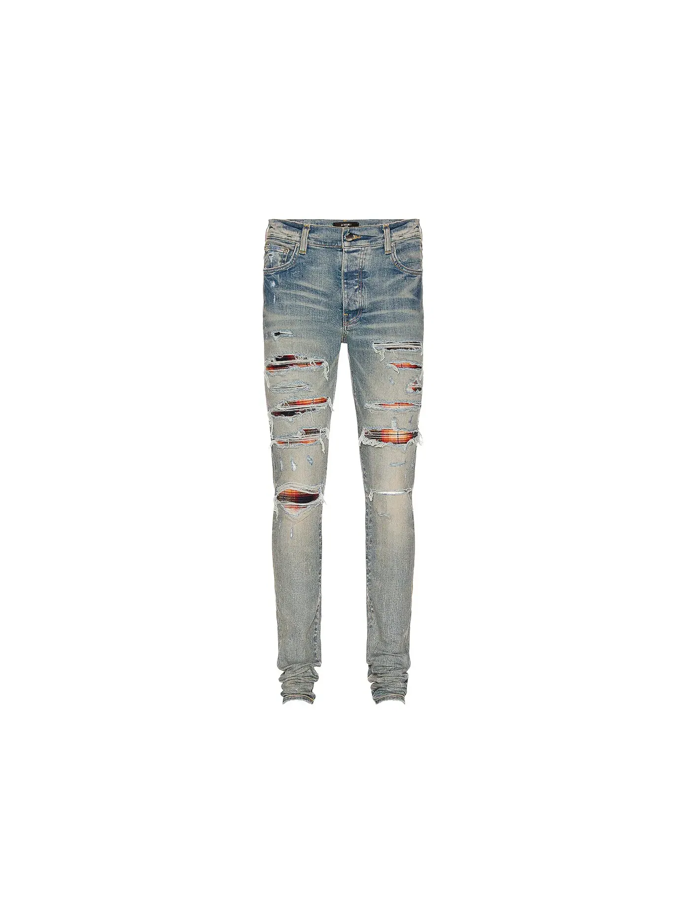 Мужские джинсы с принтом Trasher Skinny Fit AMIRI — изображение 1 из 2, синий