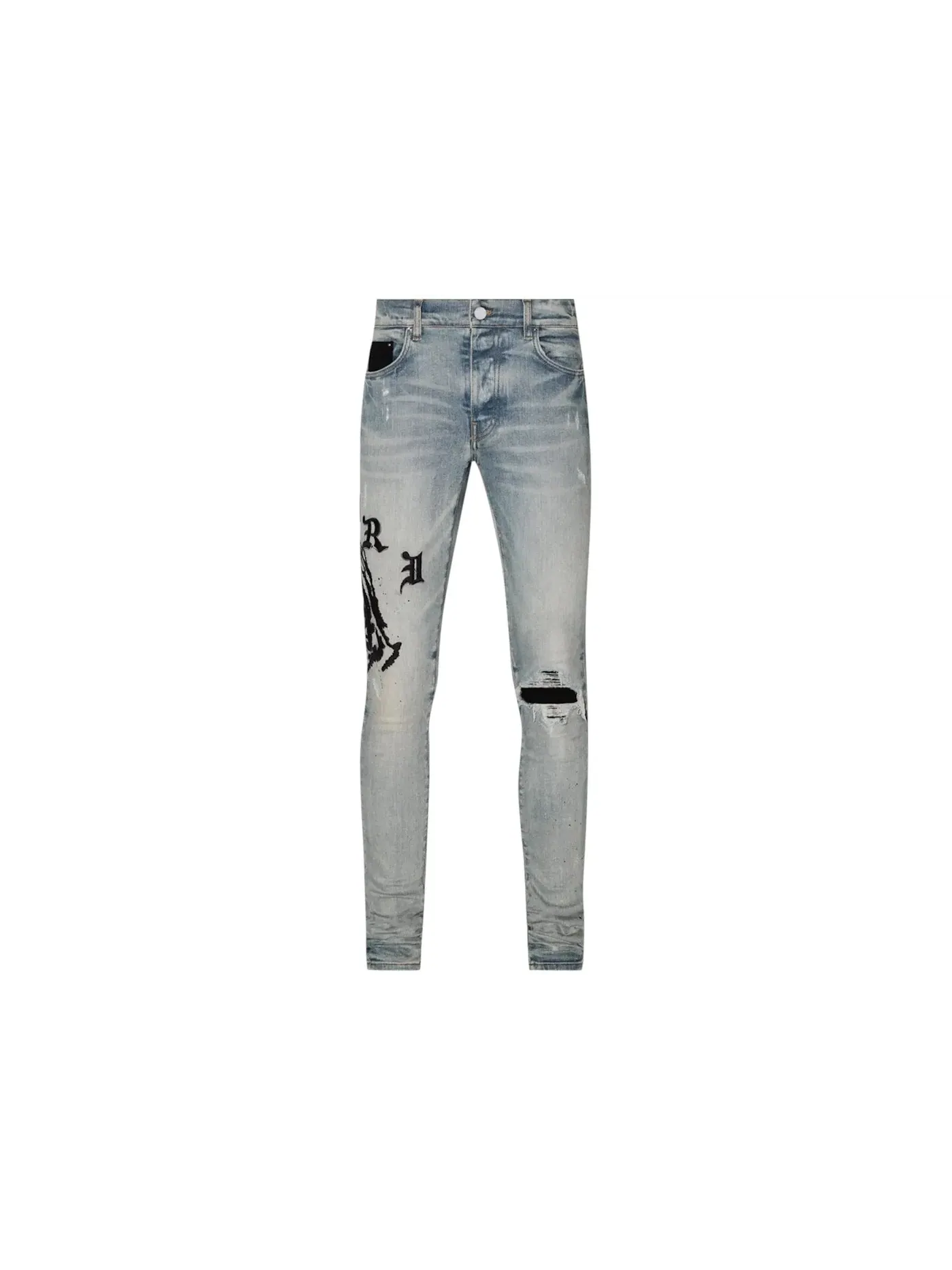 Мужские джинсы с принтом AMIRI x Wes Lang Reaper Logo Jean — изображение 1 из 1, индиго
