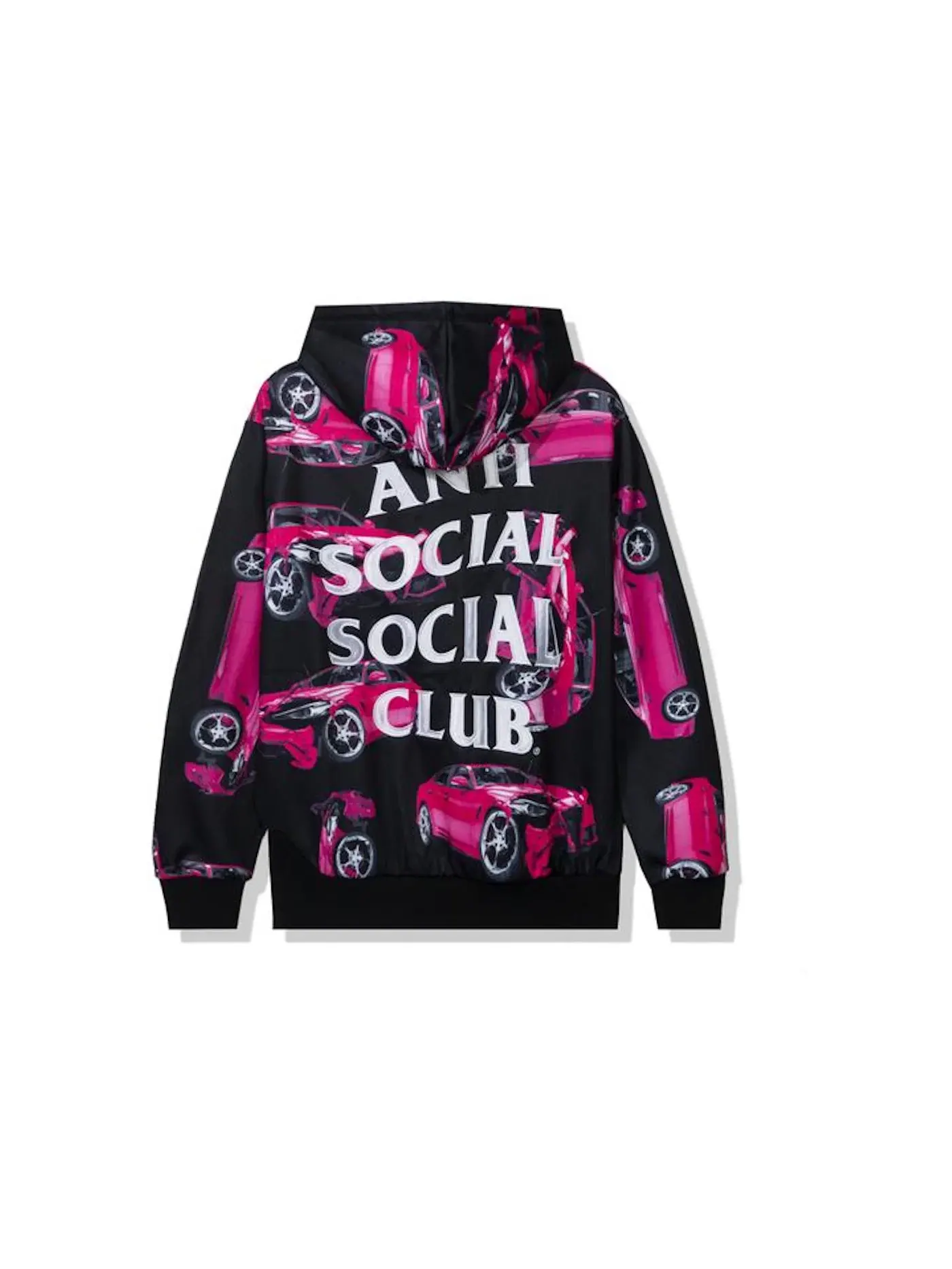 Мужской худи с принтом Anti Social Social Club — изображение 1 из 2, черный/розовый
