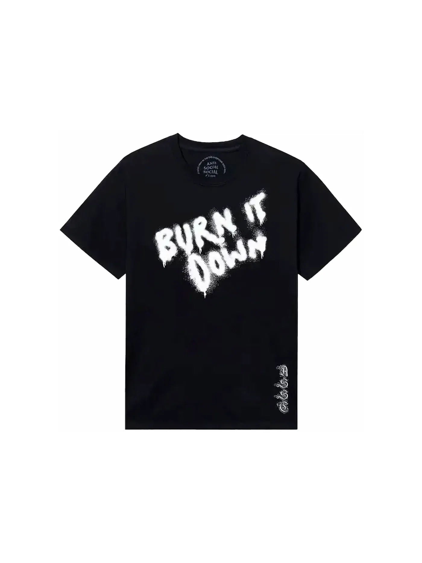 Мужская футболка с принтом Burn It Down Tee Anti Social Social Club — изображение 2 из 2, черный