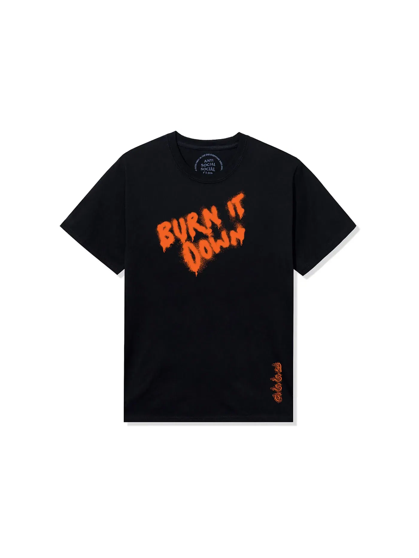 Мужская футболка с принтом Burn It Down Anti Social Social Club — изображение 2 из 2, черный/оранжевый