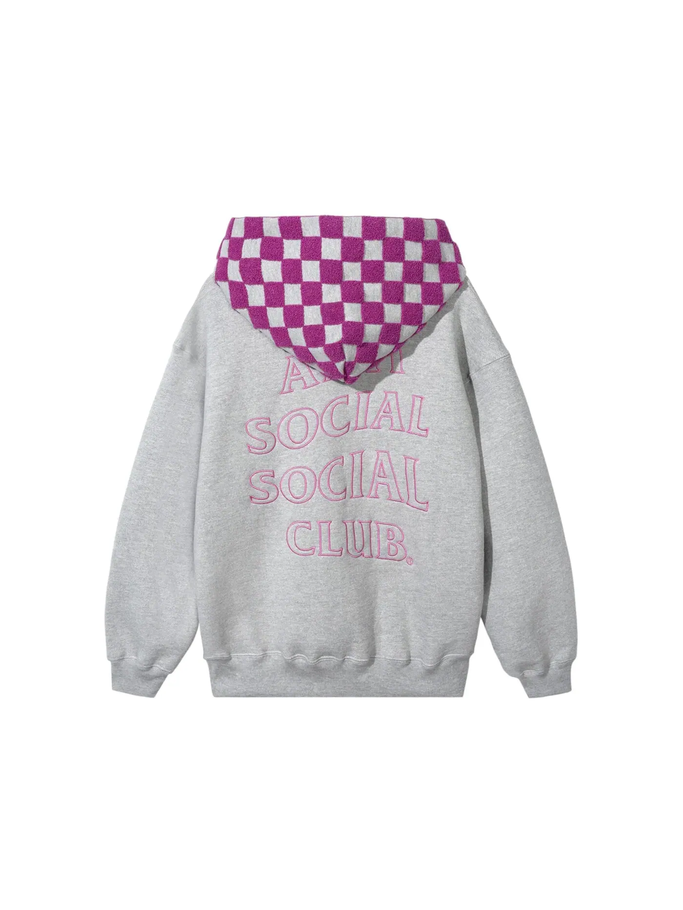 Мужской худи с принтом Anti Social Social Club — изображение 2 из 2, серый/розовый