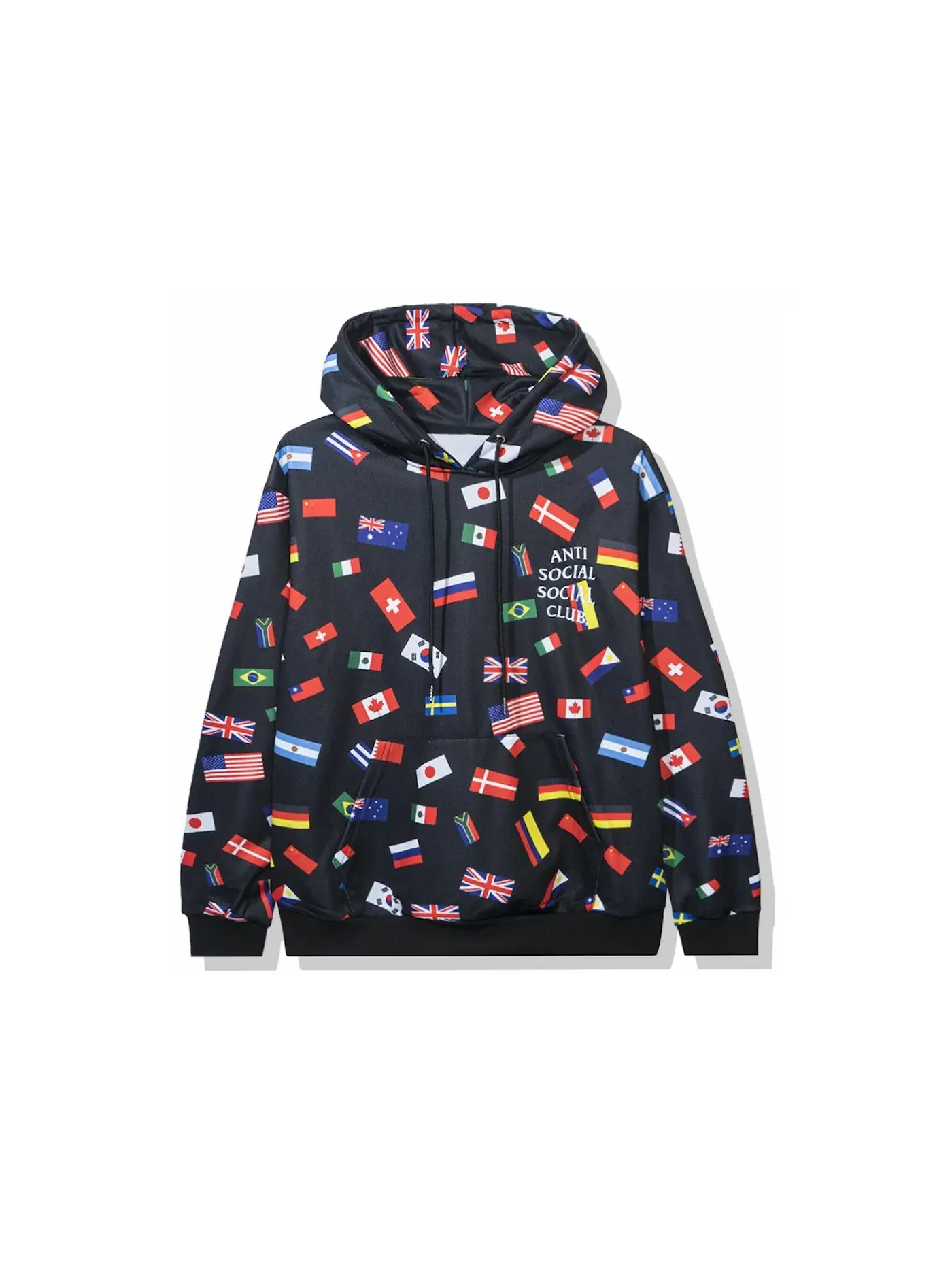Мужская худи с принтом Anti Social Social Club Orlando All Over Flag Hoodie — изображение 2 из 2, черный