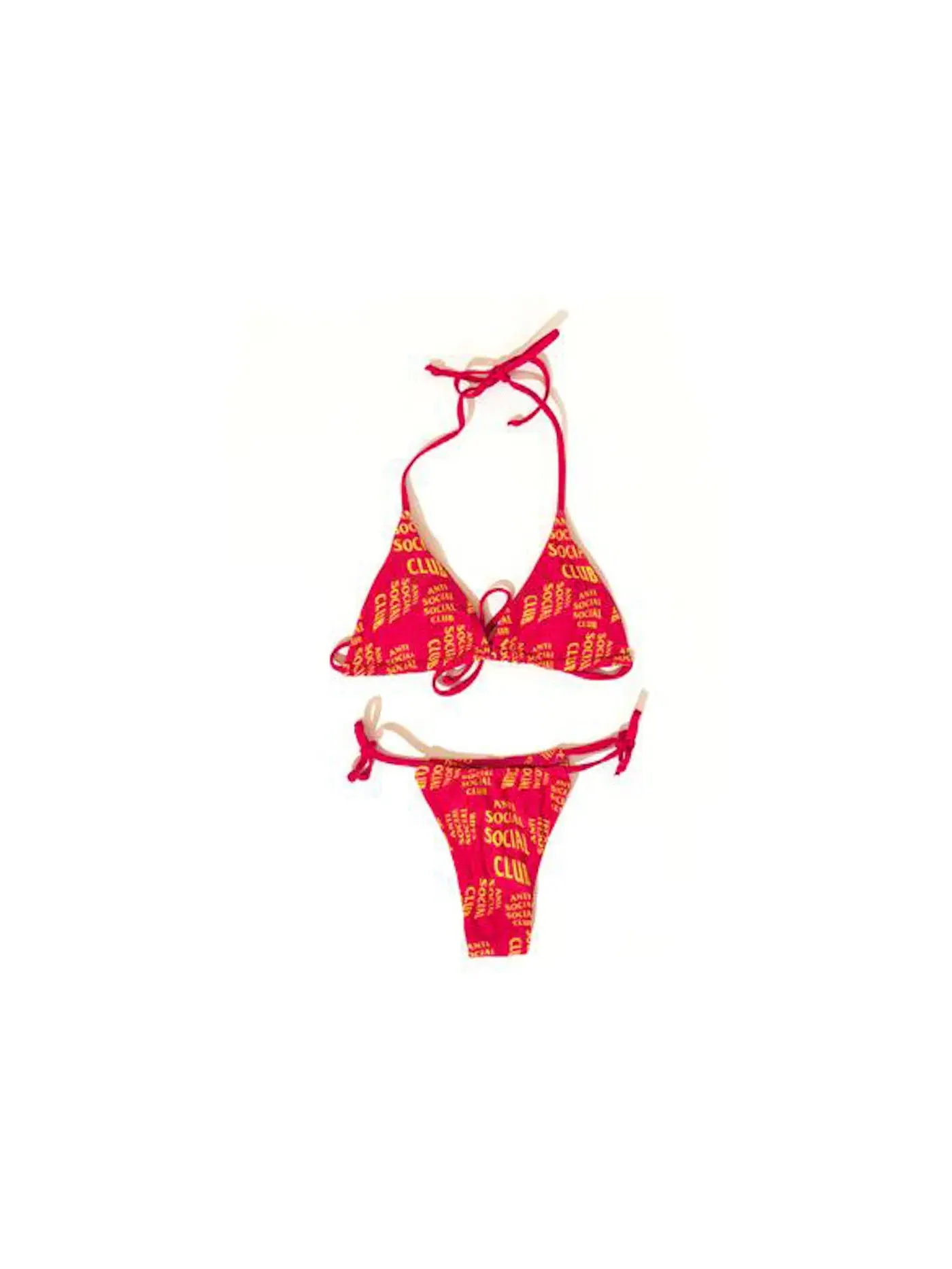 Женский бикини с принтом Bikini Anti Social Social Club — изображение 1 из 1, розовый/желтый