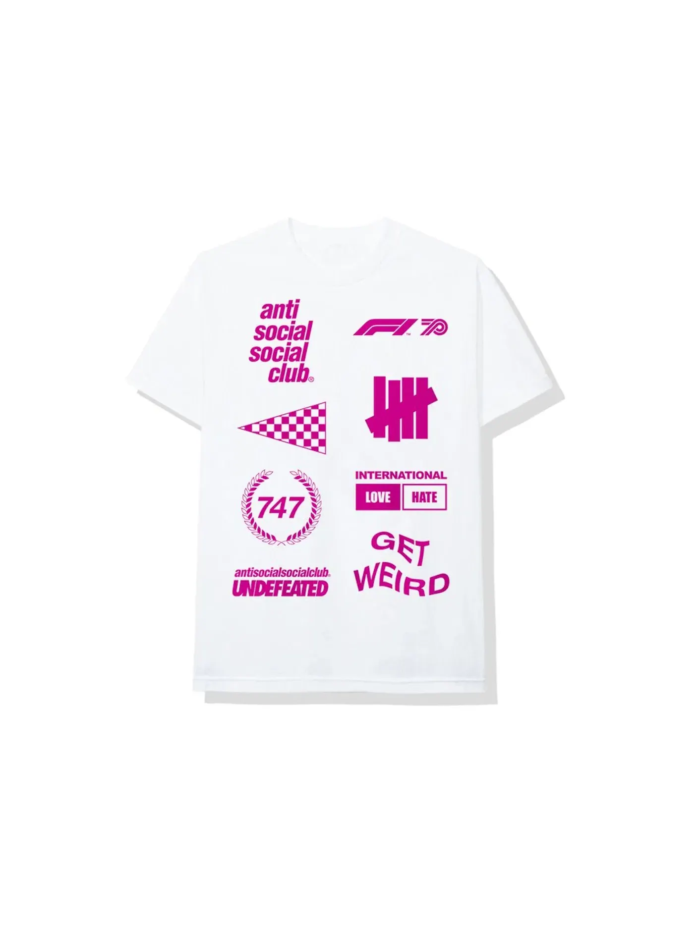 Мужская футболка с принтом Anti Social Social Club UNDFTD X F1 Tee — изображение 2 из 2, белый