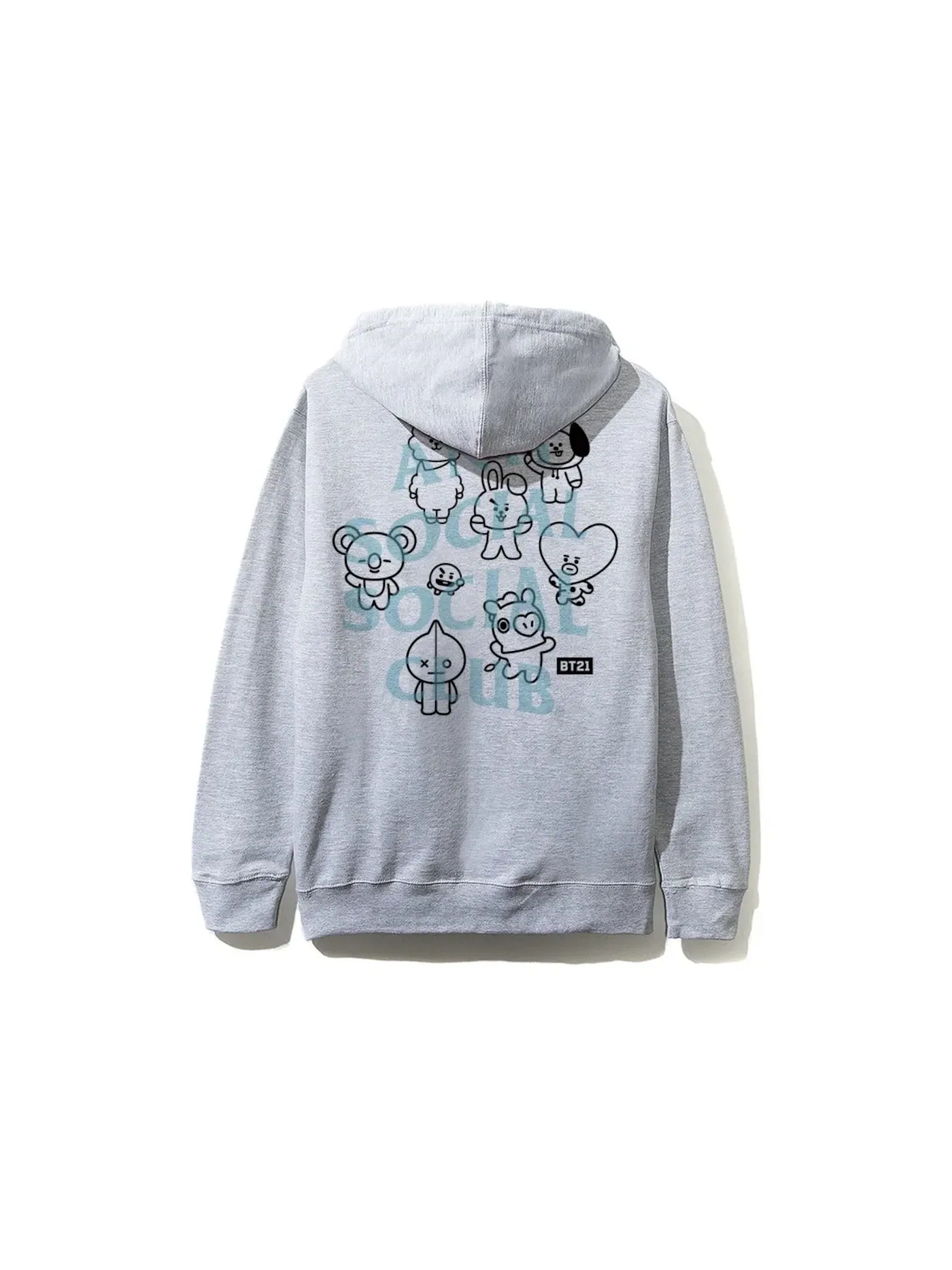 Мужской худи с принтом Anti Social Social Club x BT21 Traceable Hoodie (FW19) — изображение 1 из 2, серый