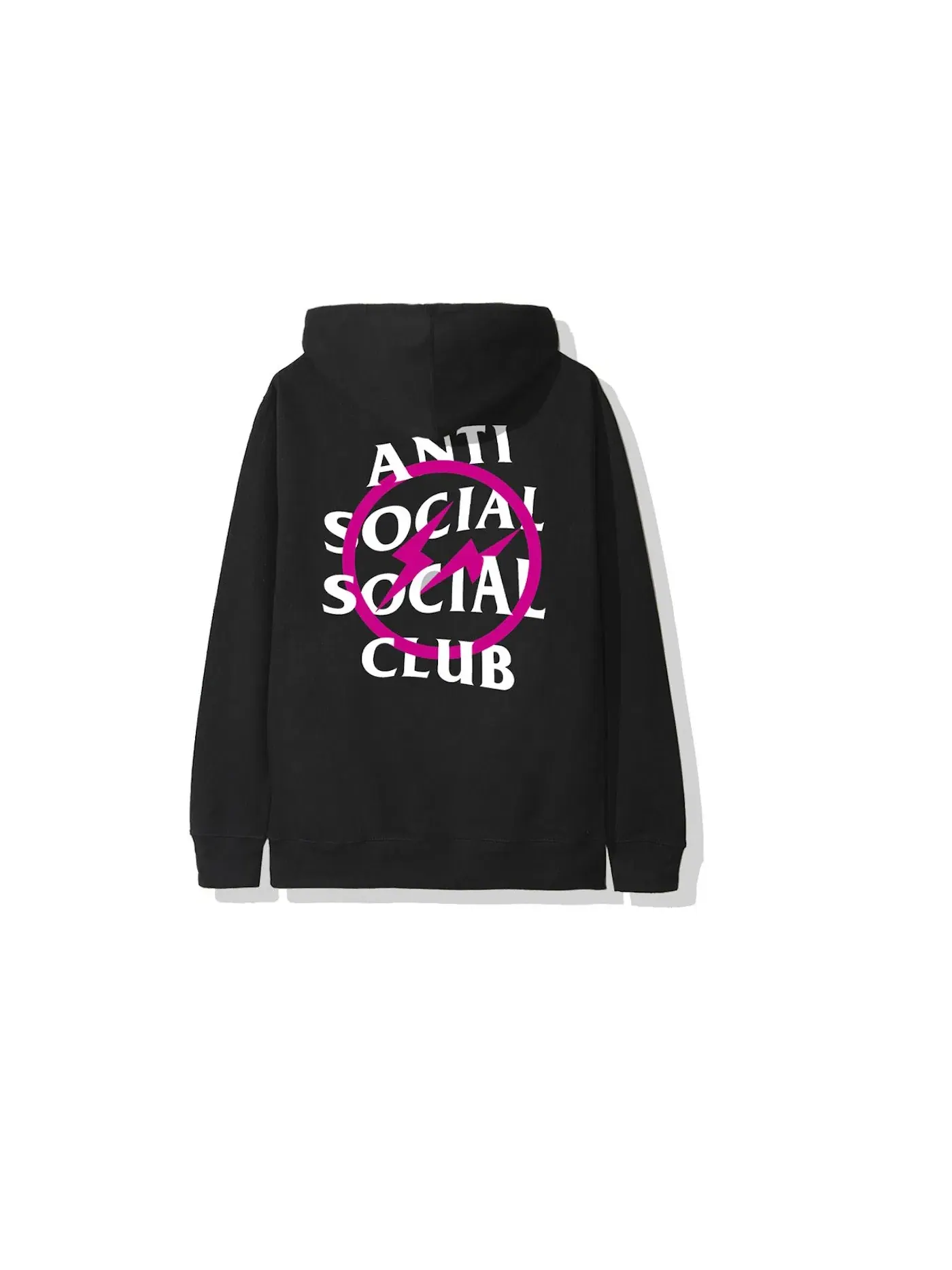 Мужской худи с принтом Anti Social Social Club x Fragment Pink Bolt Hoodie (FW19) — изображение 2 из 2, черный
