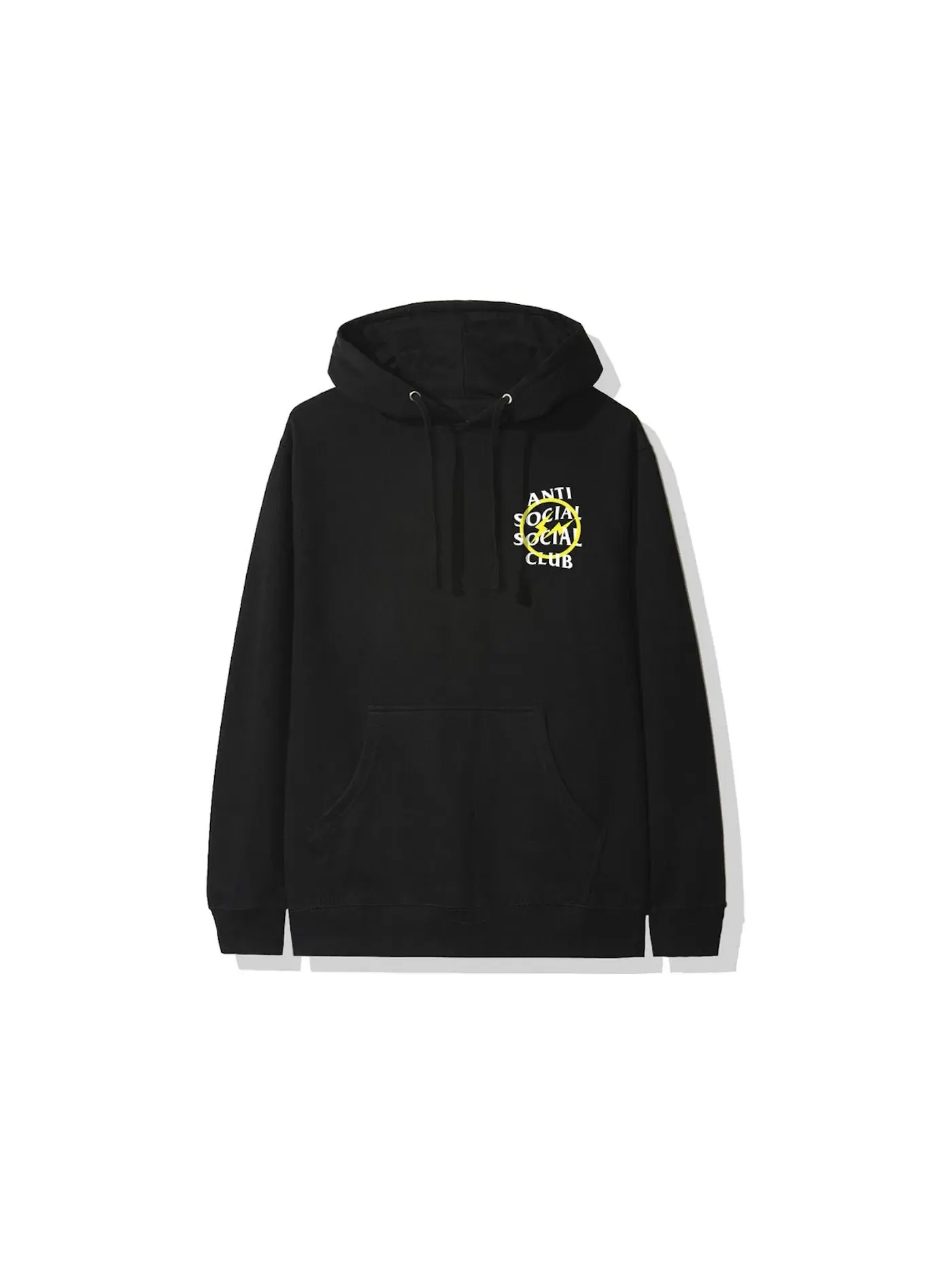 Мужская худи с принтом Anti Social Social Club x Fragment Yellow Bolt Hoodie (FW19) Anti Social Social Club, черный