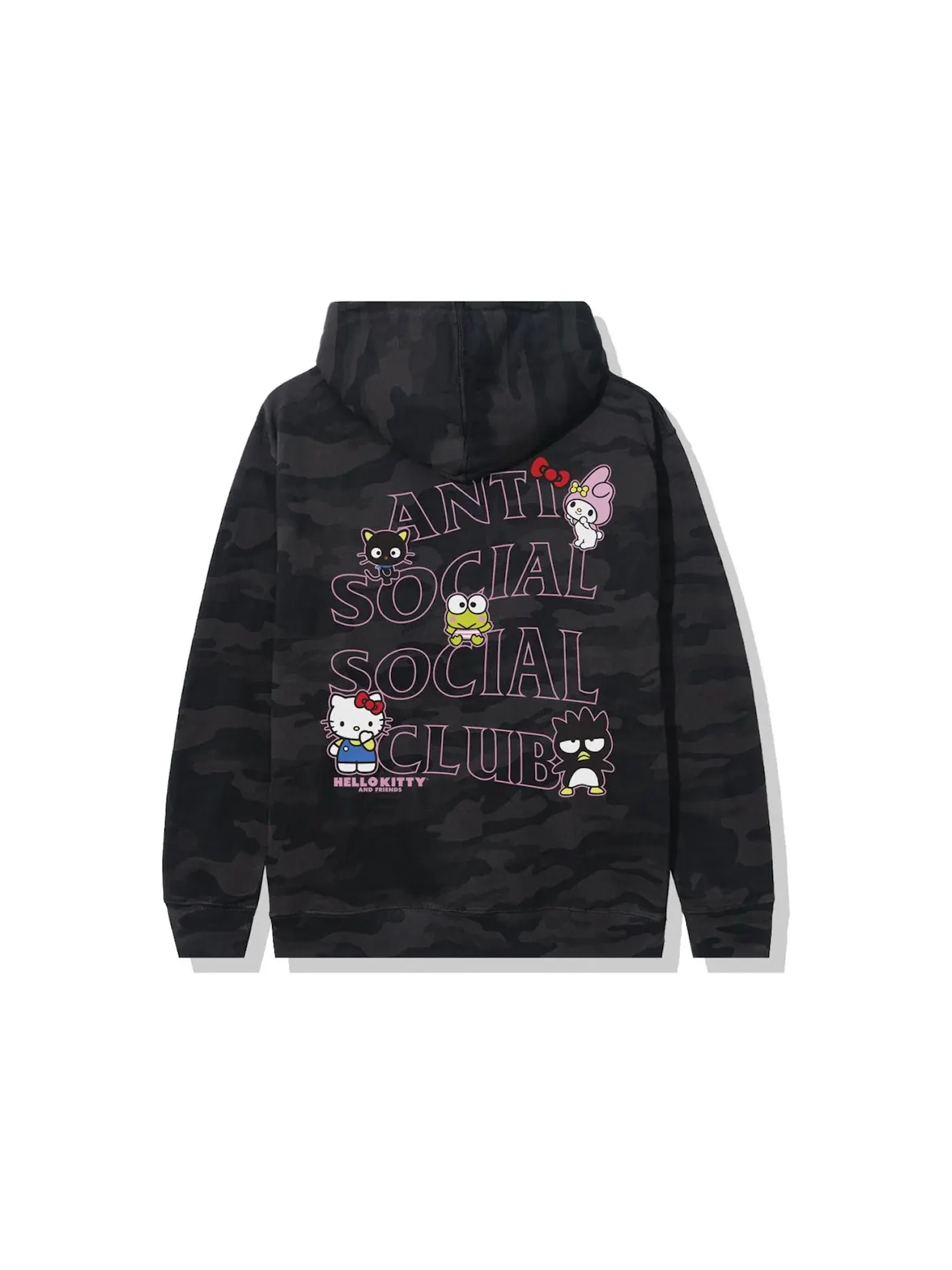 Мужской худи с принтом Anti Social Social Club x Hello Kitty and Friends Hoodie Black Camo — изображение 1 из 2, черный