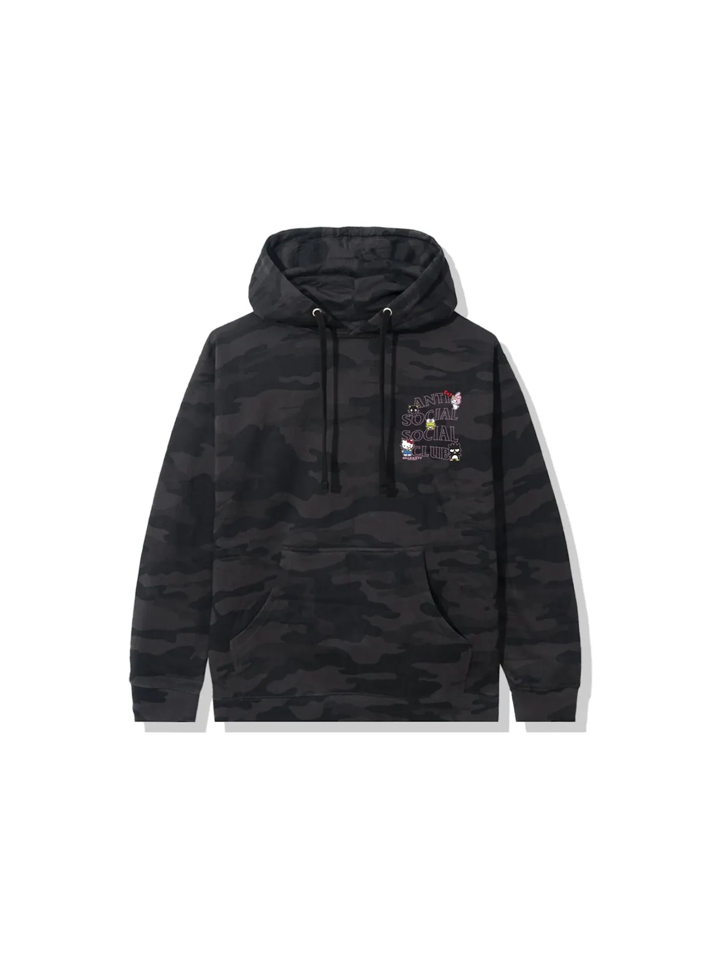 Мужской худи с принтом Anti Social Social Club x Hello Kitty and Friends Hoodie Black Camo — изображение 2 из 2, черный