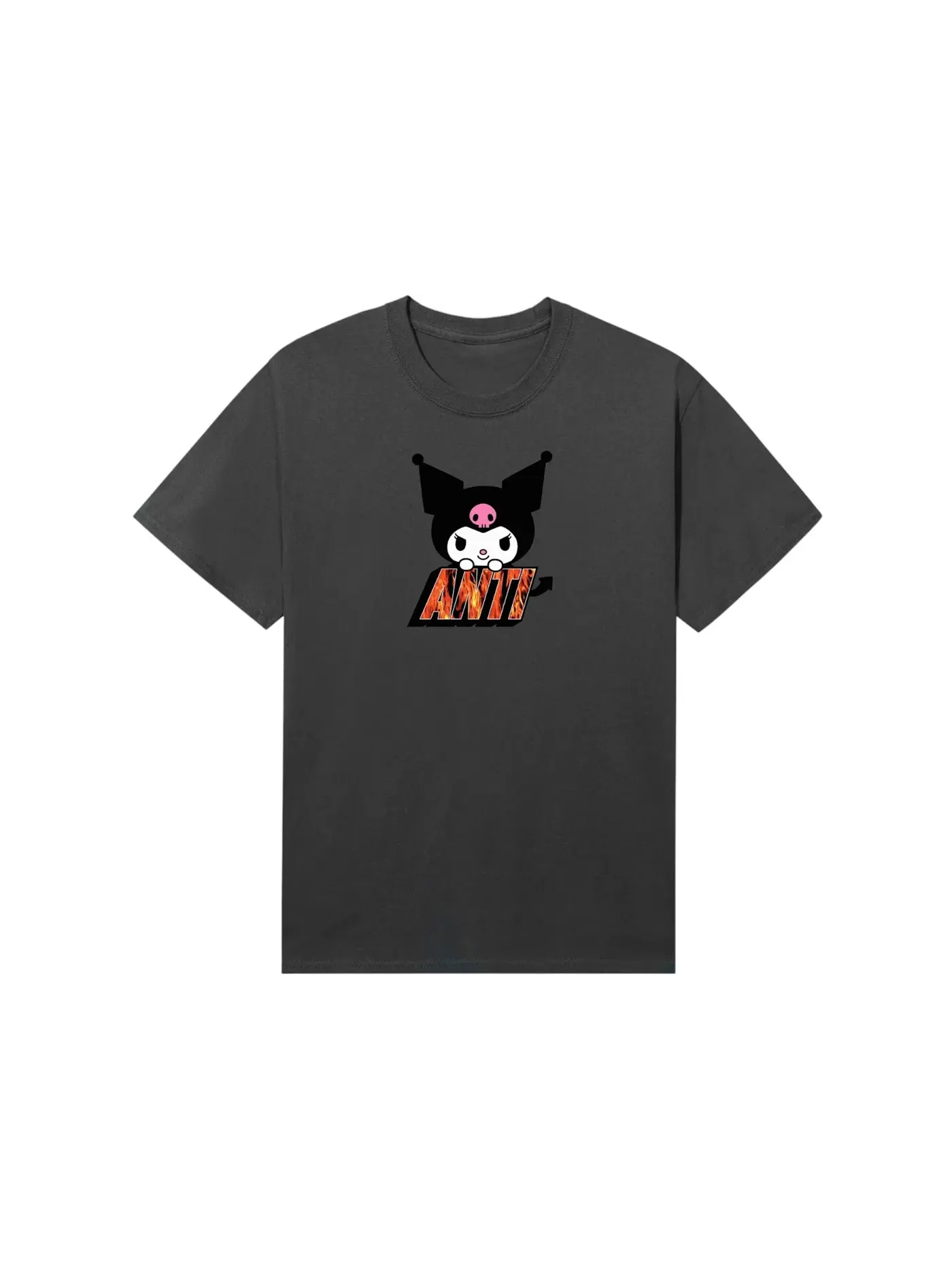 Мужская футболка с принтом Anti Social Social Club x Hello Kitty Kuromi Tee — изображение 1 из 2, темно-серый