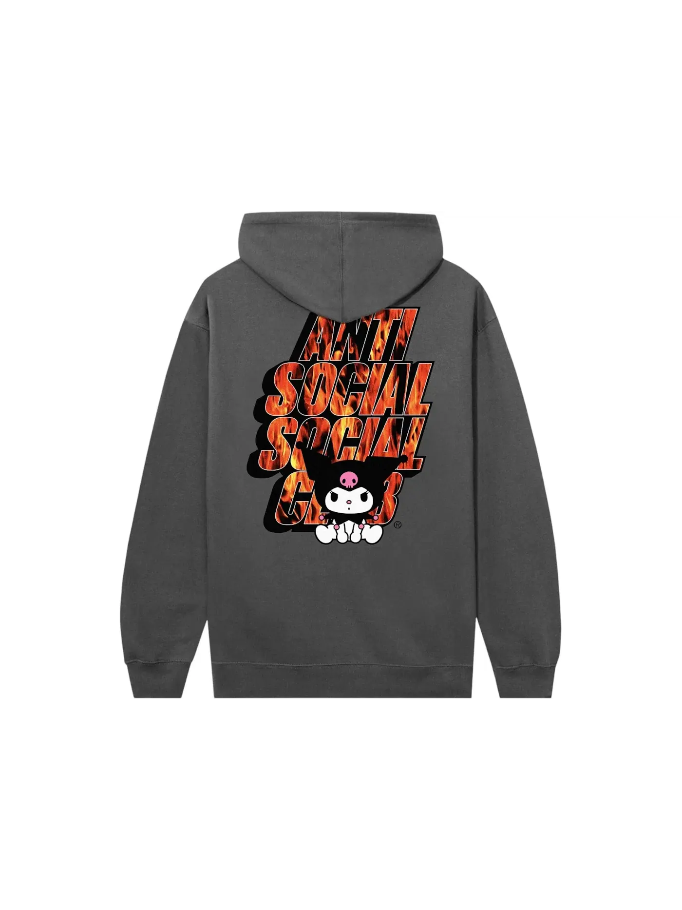 Мужской худи с принтом Anti Social Social Club x Hello Kitty Kuromi Hoodie — изображение 1 из 2, темно-серый