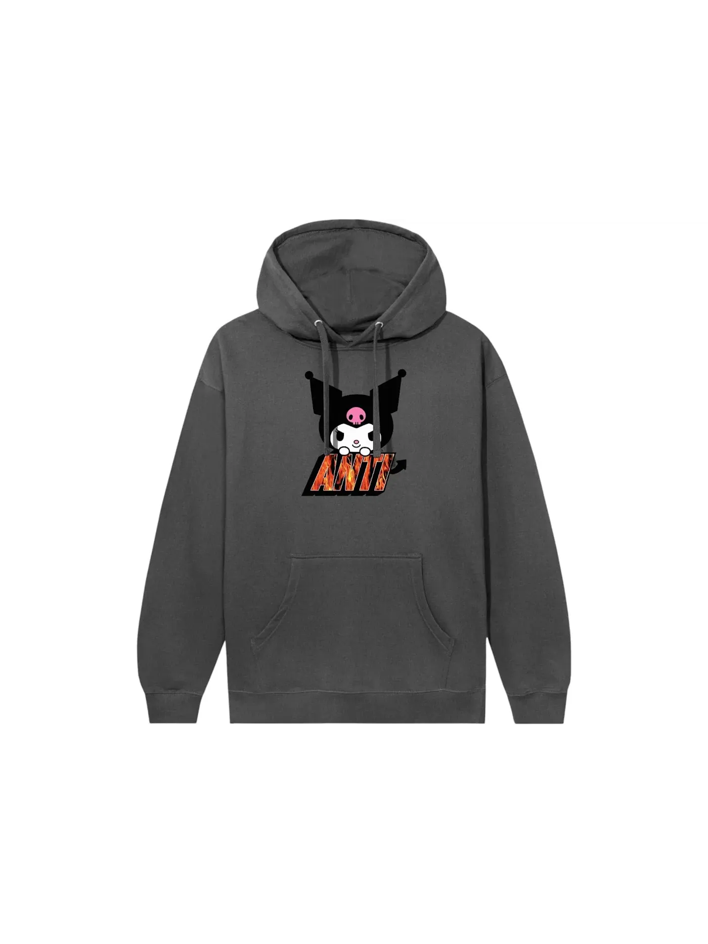 Мужской худи с принтом Anti Social Social Club x Hello Kitty Kuromi Hoodie — изображение 2 из 2, темно-серый