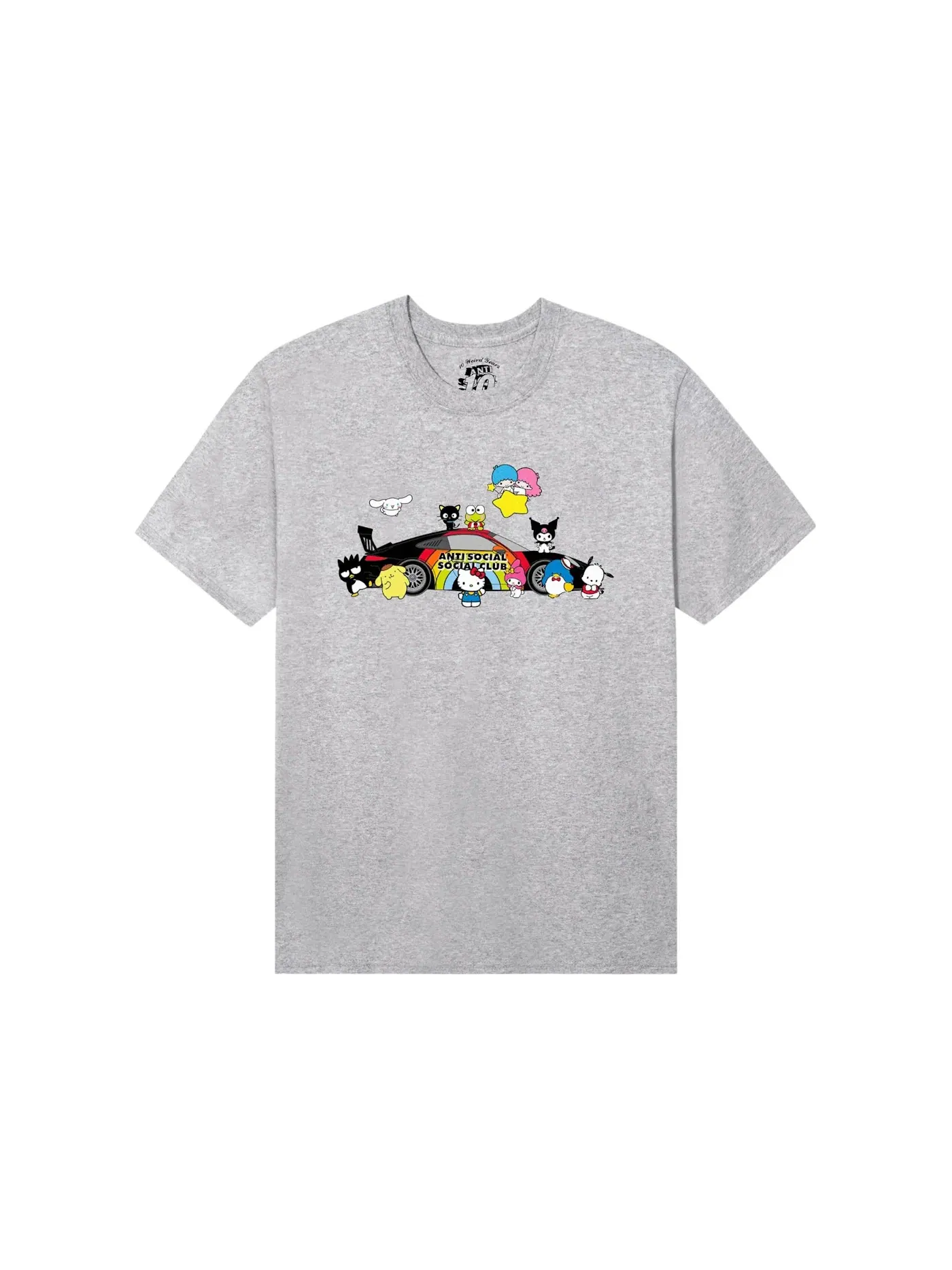 Мужская футболка с принтом Anti Social Social Club x Hello Kitty Racing Tee — изображение 1 из 2, пепельный вереск