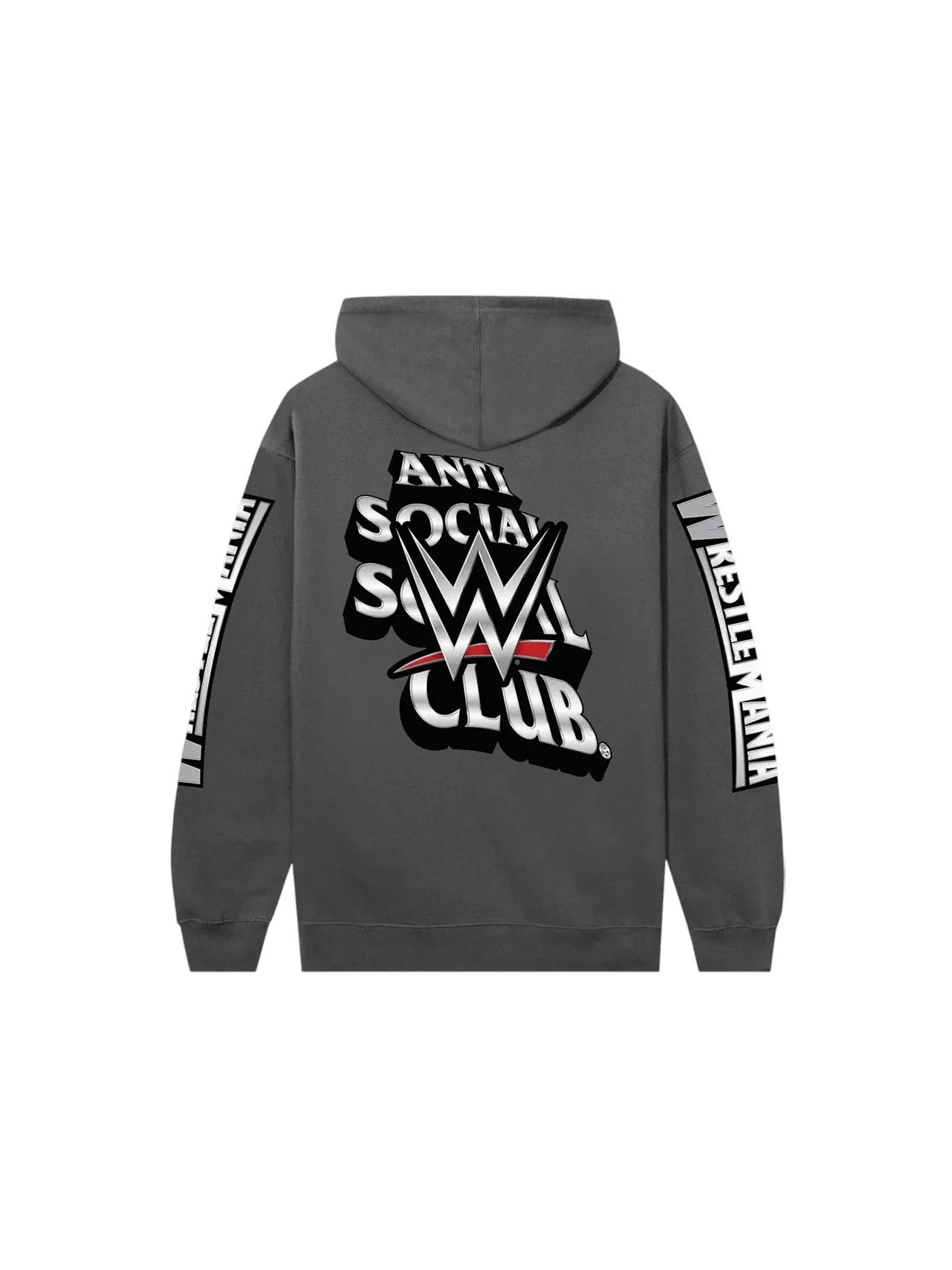Мужской худи с принтом Anti Social Social Club x WWE Wrestlemania — изображение 1 из 2, темно-серый