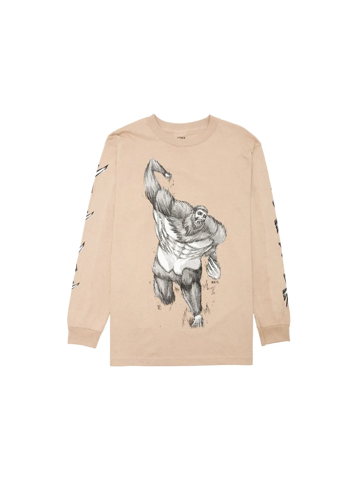 Мужская футболка с длинным рукавом BAIT x Attack On Titan Beast L/S Tee — изображение 1 из 2, бежевый