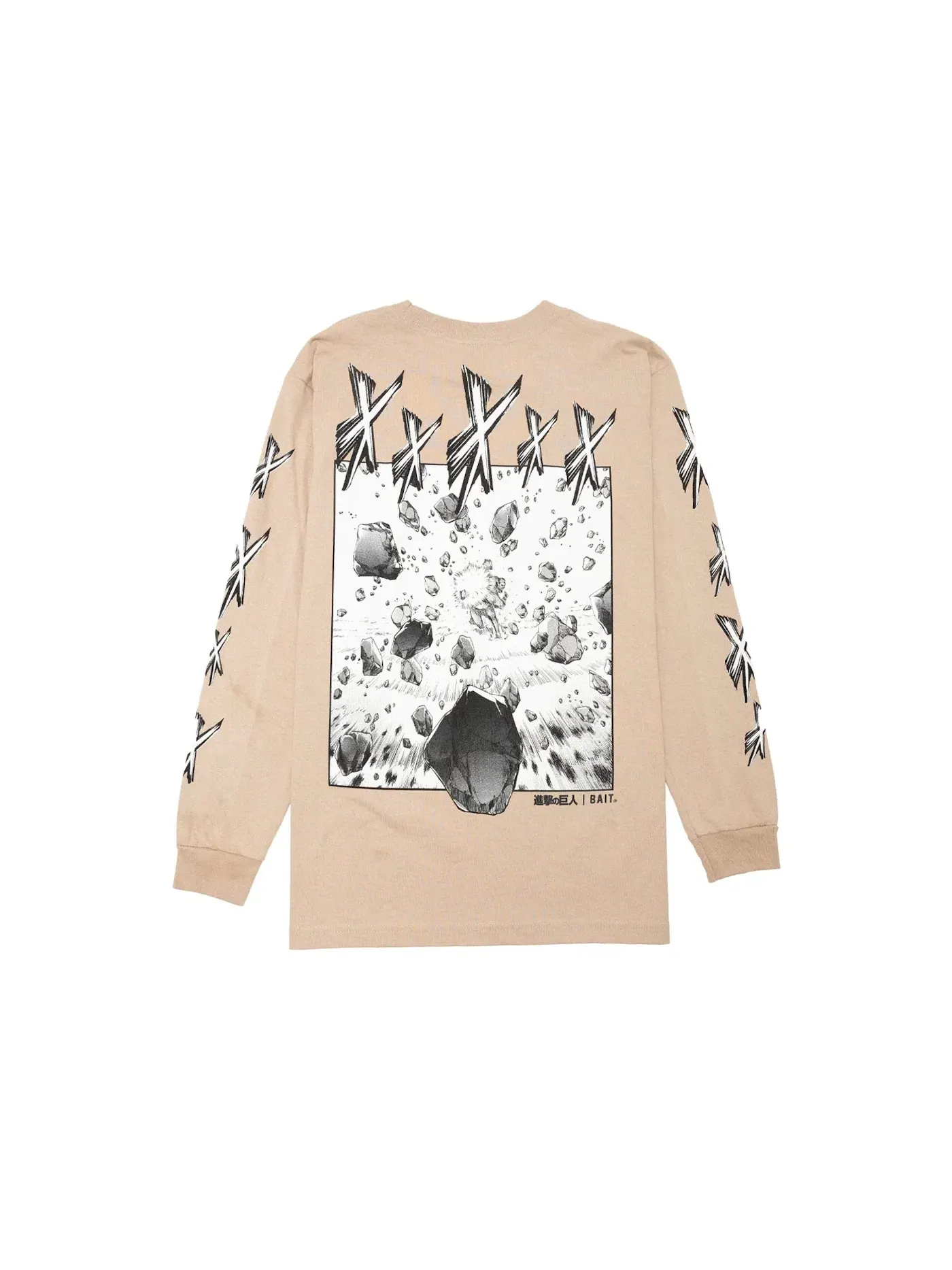 Мужская футболка с длинным рукавом BAIT x Attack On Titan Beast L/S Tee — изображение 2 из 2, бежевый
