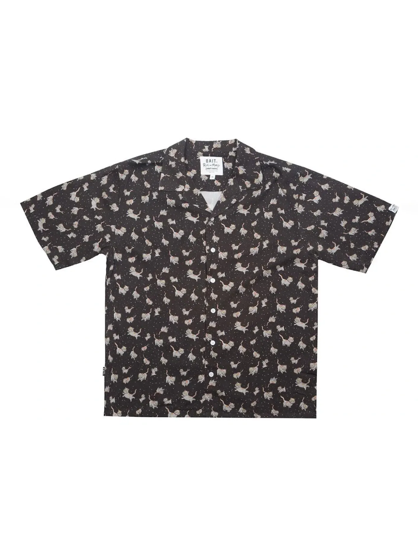 Мужская рубашка с принтом BAIT x Rick And Morty Cats Hawaiian Button Up Shirt — изображение 1 из 2, черный