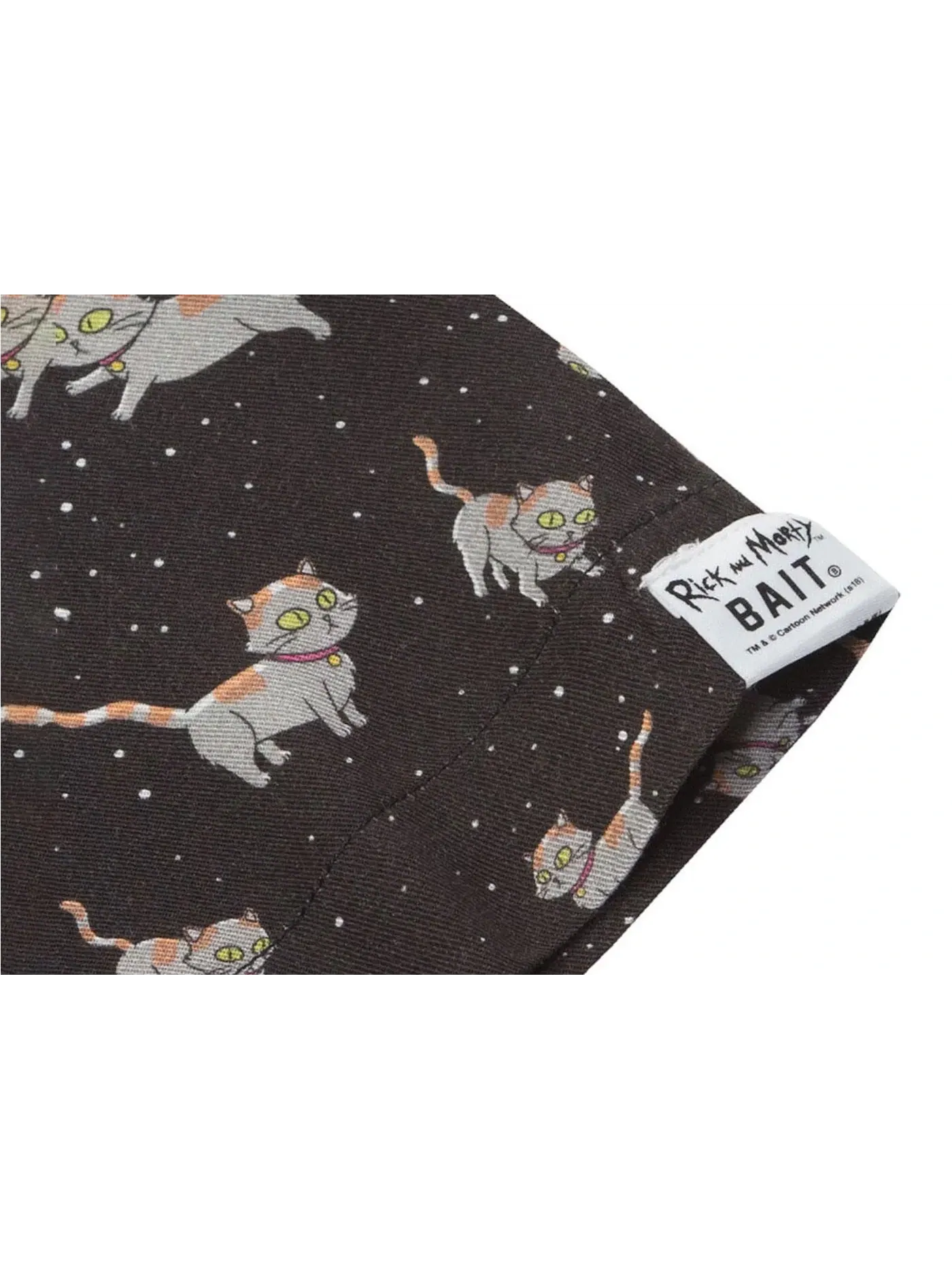 Мужская рубашка с принтом BAIT x Rick And Morty Cats Hawaiian Button Up Shirt — изображение 2 из 2, черный
