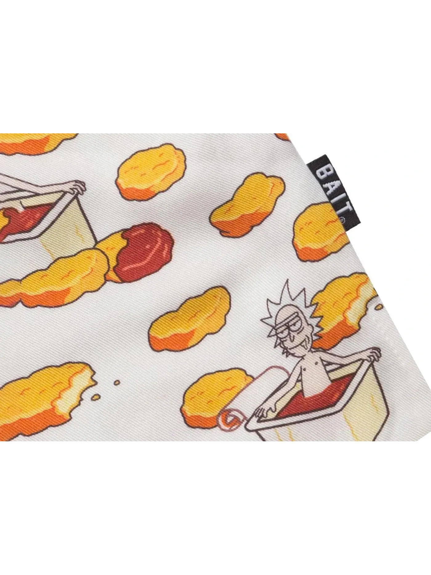 Мужская гавайская рубашка с принтом Rick And Morty Chicken Nugget BAIT — изображение 2 из 2, белый