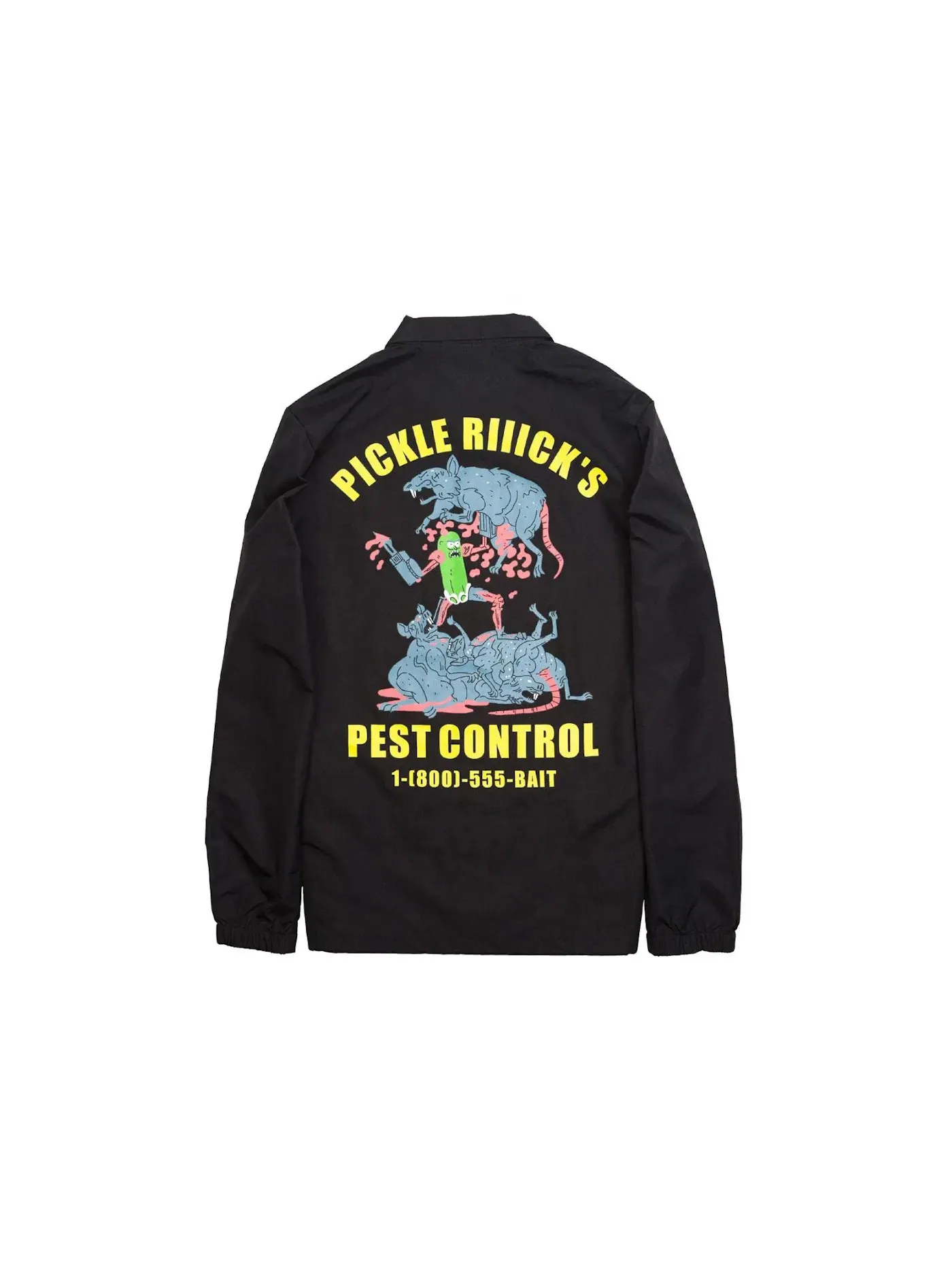 Мужская куртка с принтом BAIT x Rick And Morty Pickle Rick Coaches Jacket — изображение 1 из 2, черный