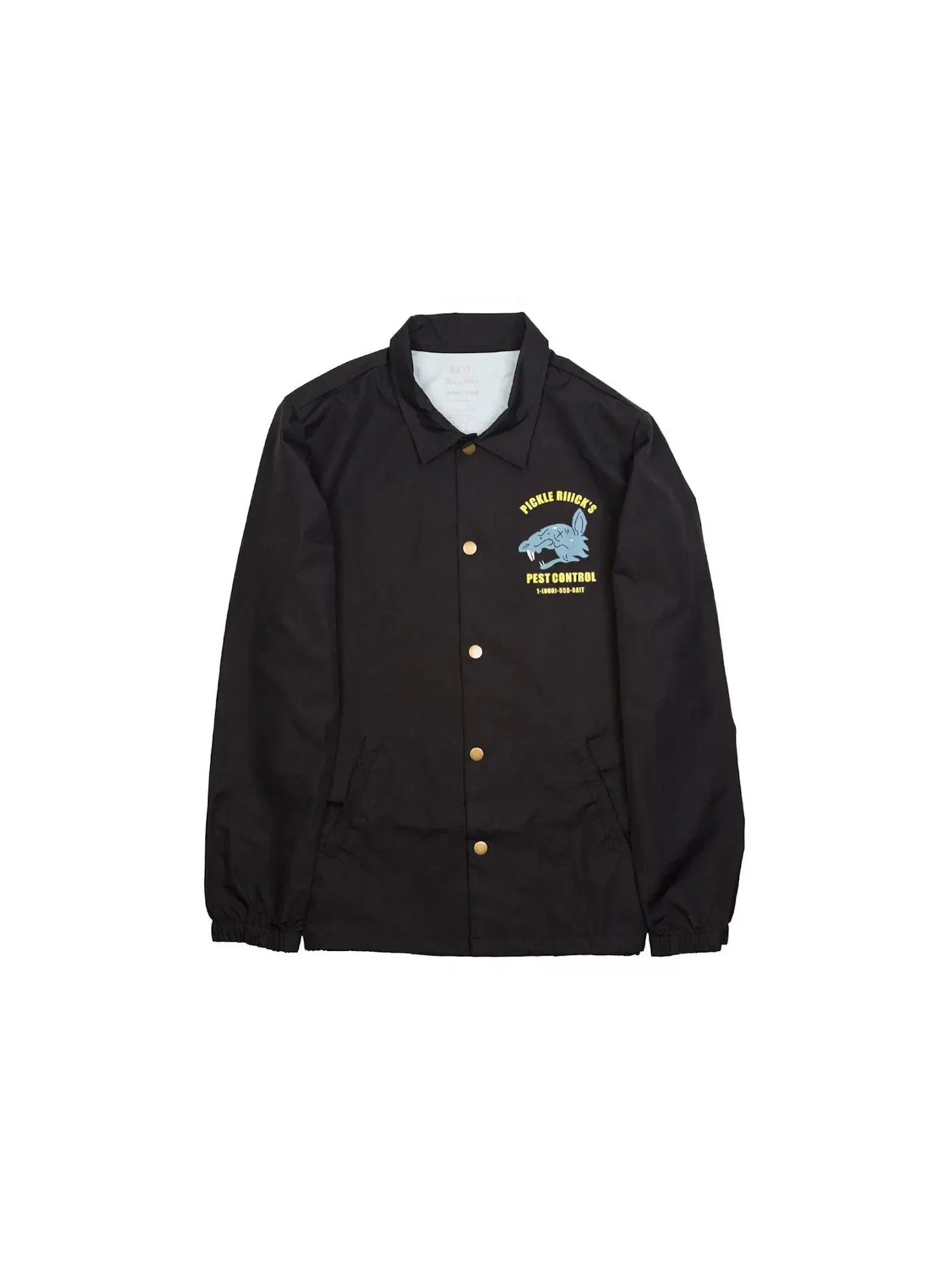 Мужская куртка с принтом BAIT x Rick And Morty Pickle Rick Coaches Jacket — изображение 2 из 2, черный