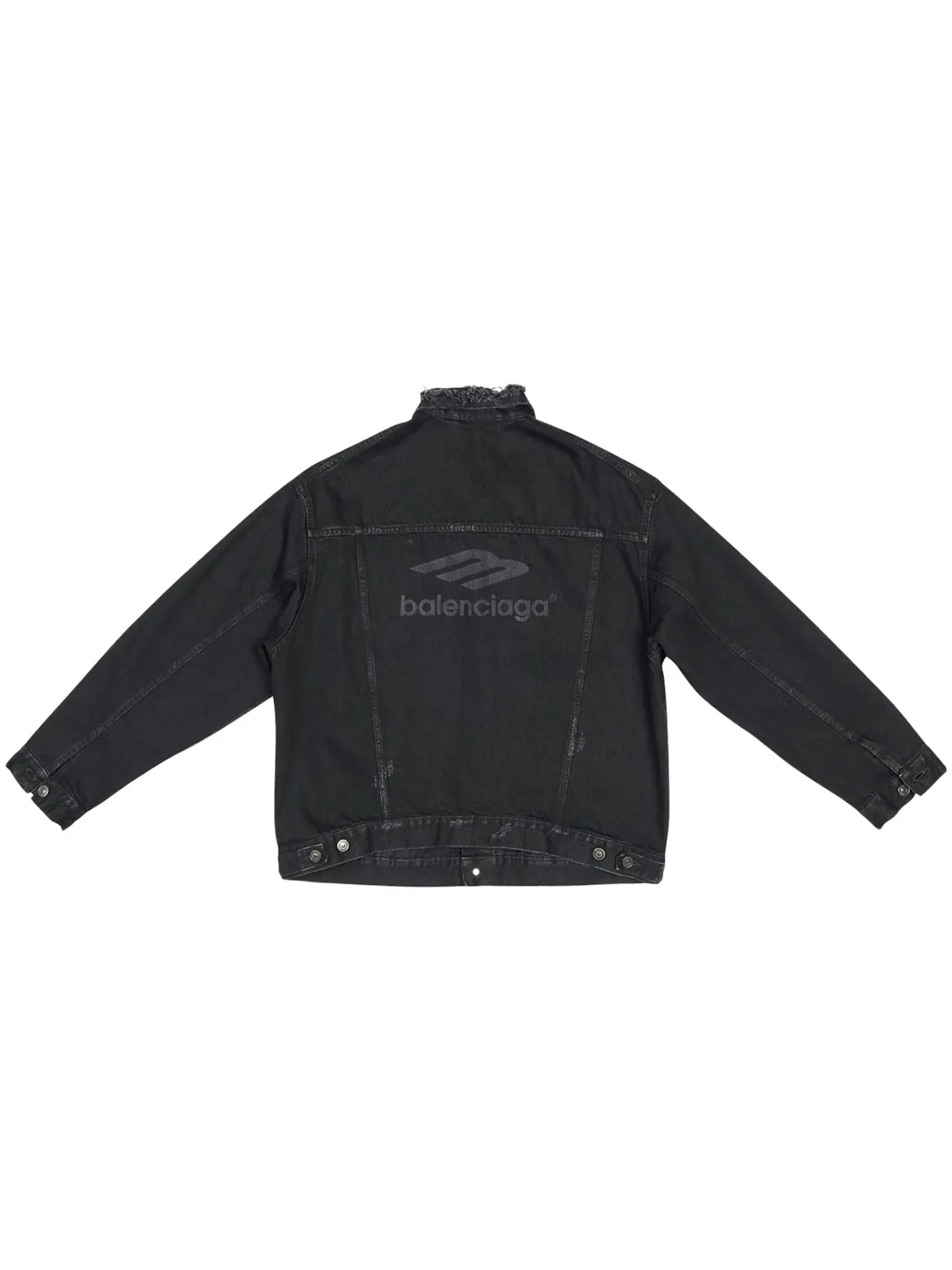 Мужская джинсовая куртка свободного кроя Balenciaga 3B Sports Icon Large Fit Japanese Denim Jacket — изображение 2 из 2