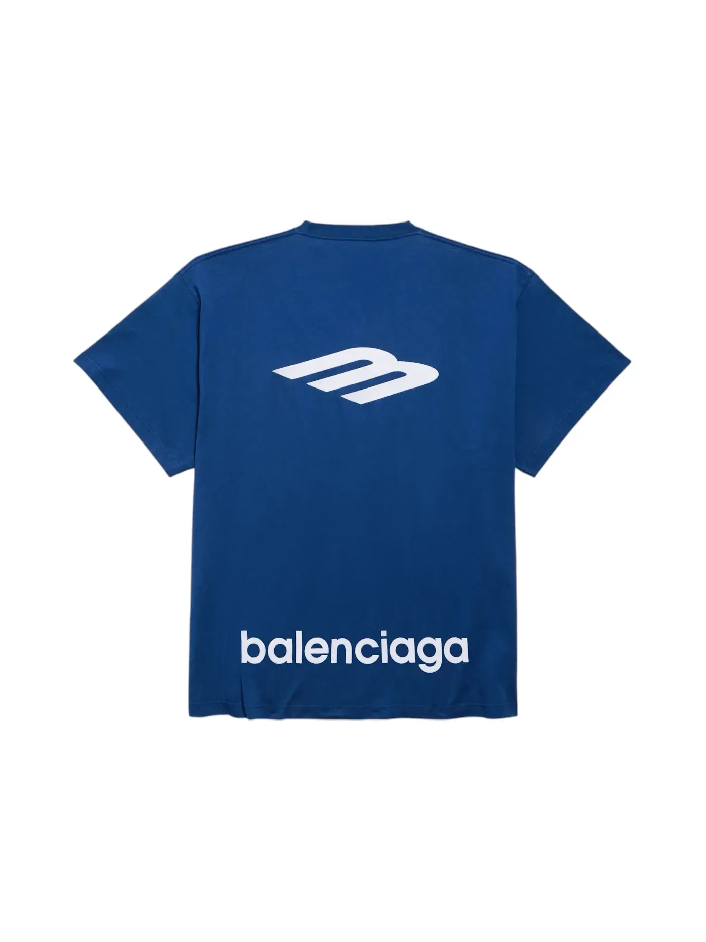 Мужская футболка оверсайз с принтом Balenciaga 3B Sports Icon — изображение 2 из 2, светлый синий/белый