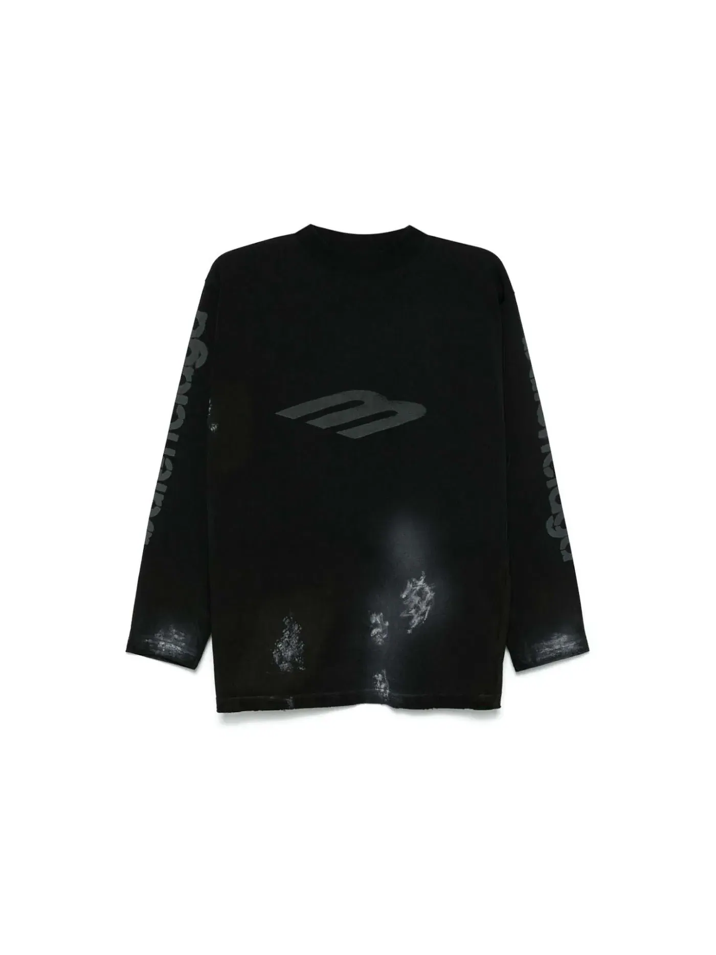Мужская футболка с принтом Balenciaga 3B Stencil Vintage Jersey T-Shirt — изображение 1 из 2, черный